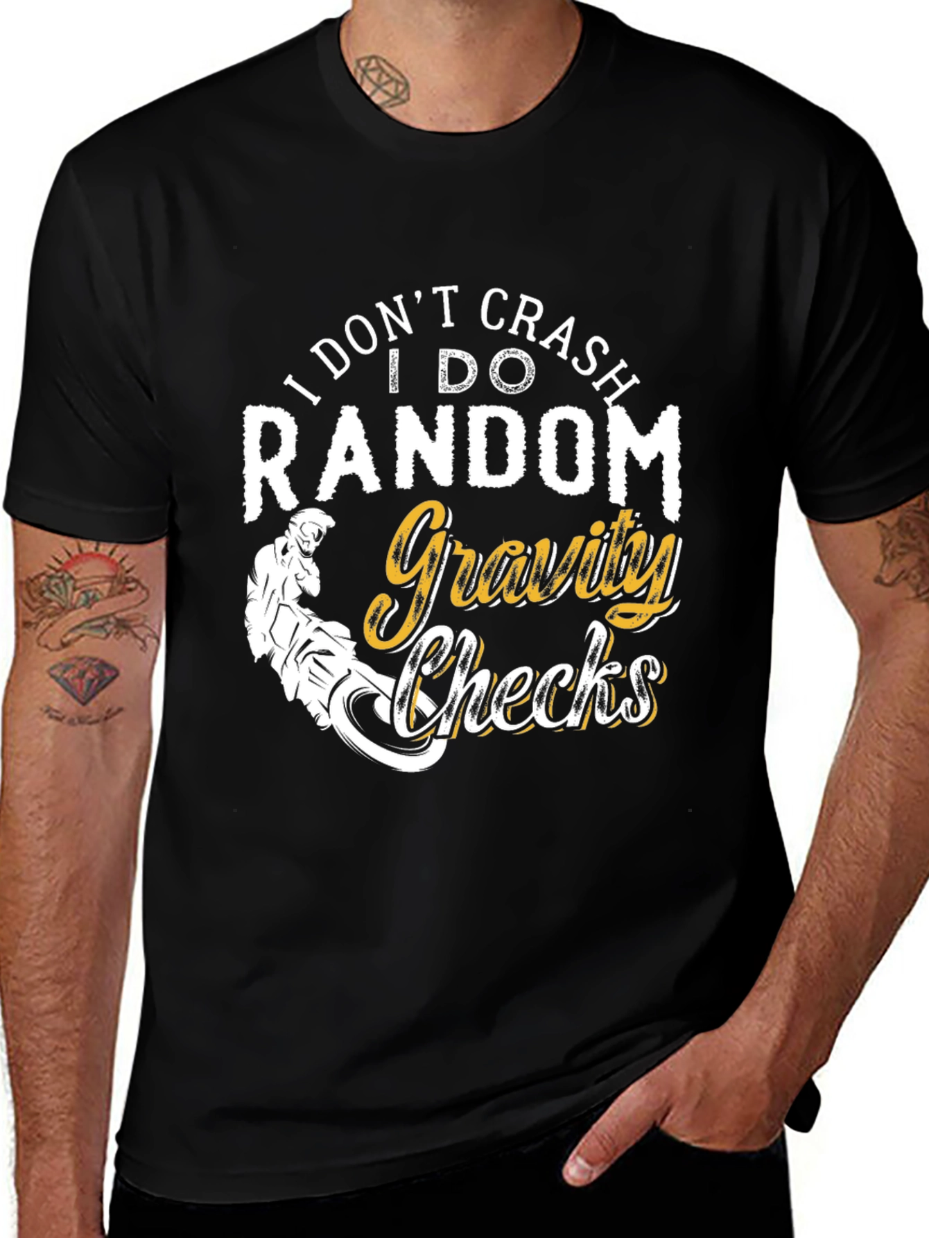 Random Gravity Checks Graphic Tee - Black