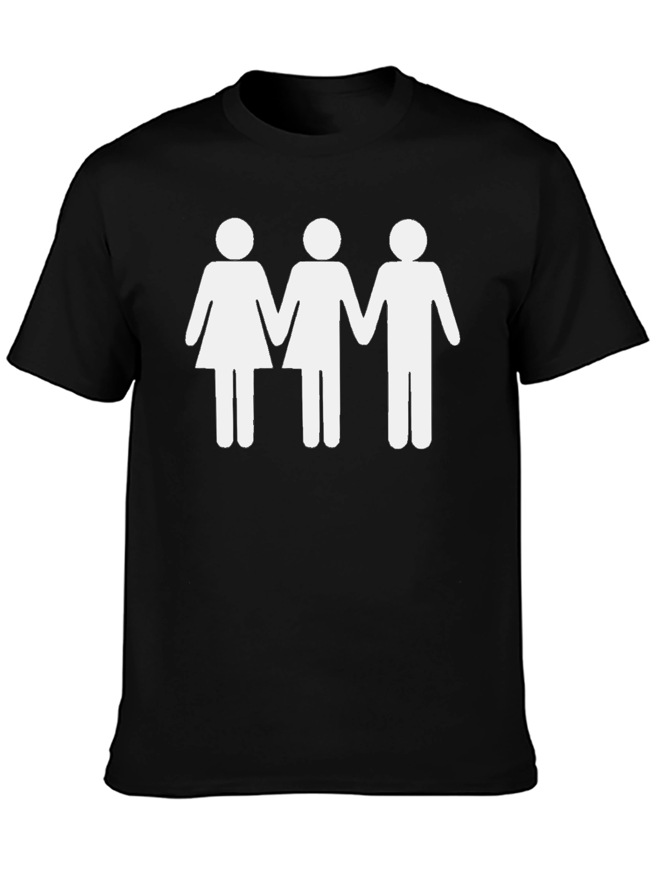 Novelty T-Shirt: Stick Figure Trio Design