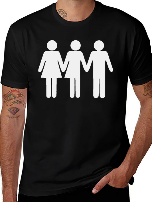 Novelty T-Shirt: Stick Figure Trio Design