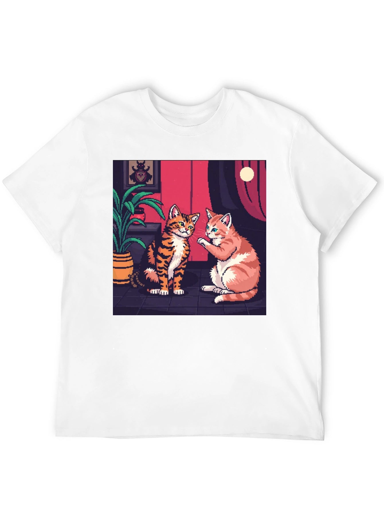 Pixel Art Cats Graphic Tee - Retro Style!