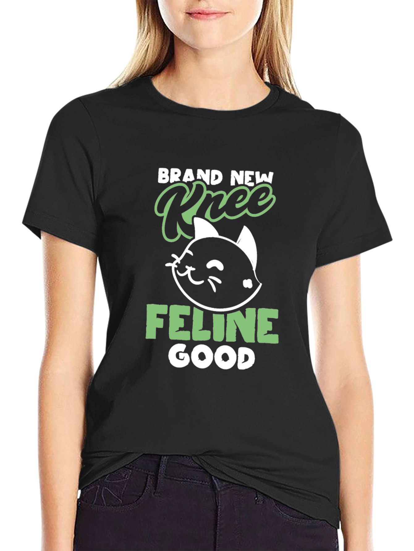 Brand New Knee Feline Good Black T-Shirt