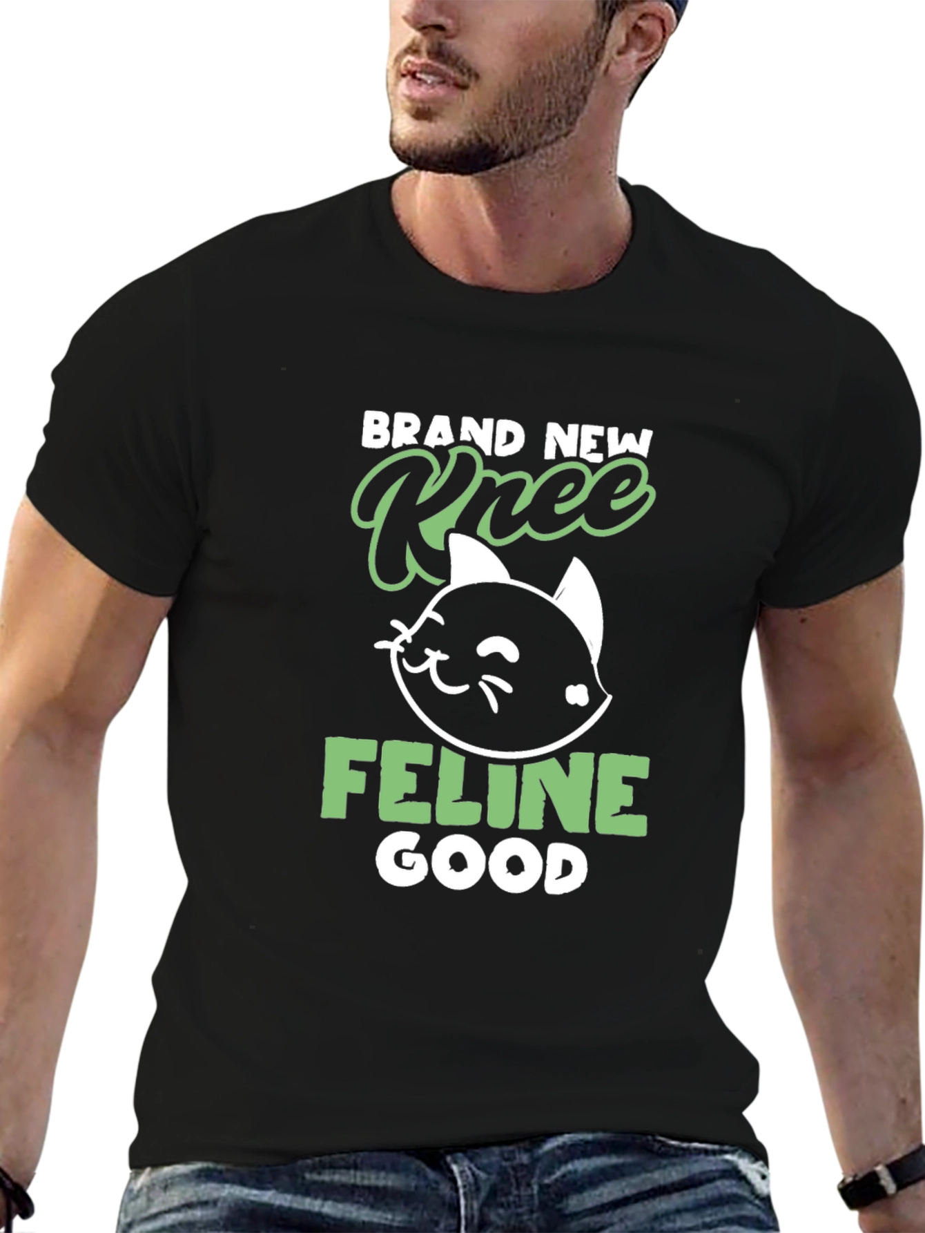 Brand New Knee Feline Good Black T-Shirt
