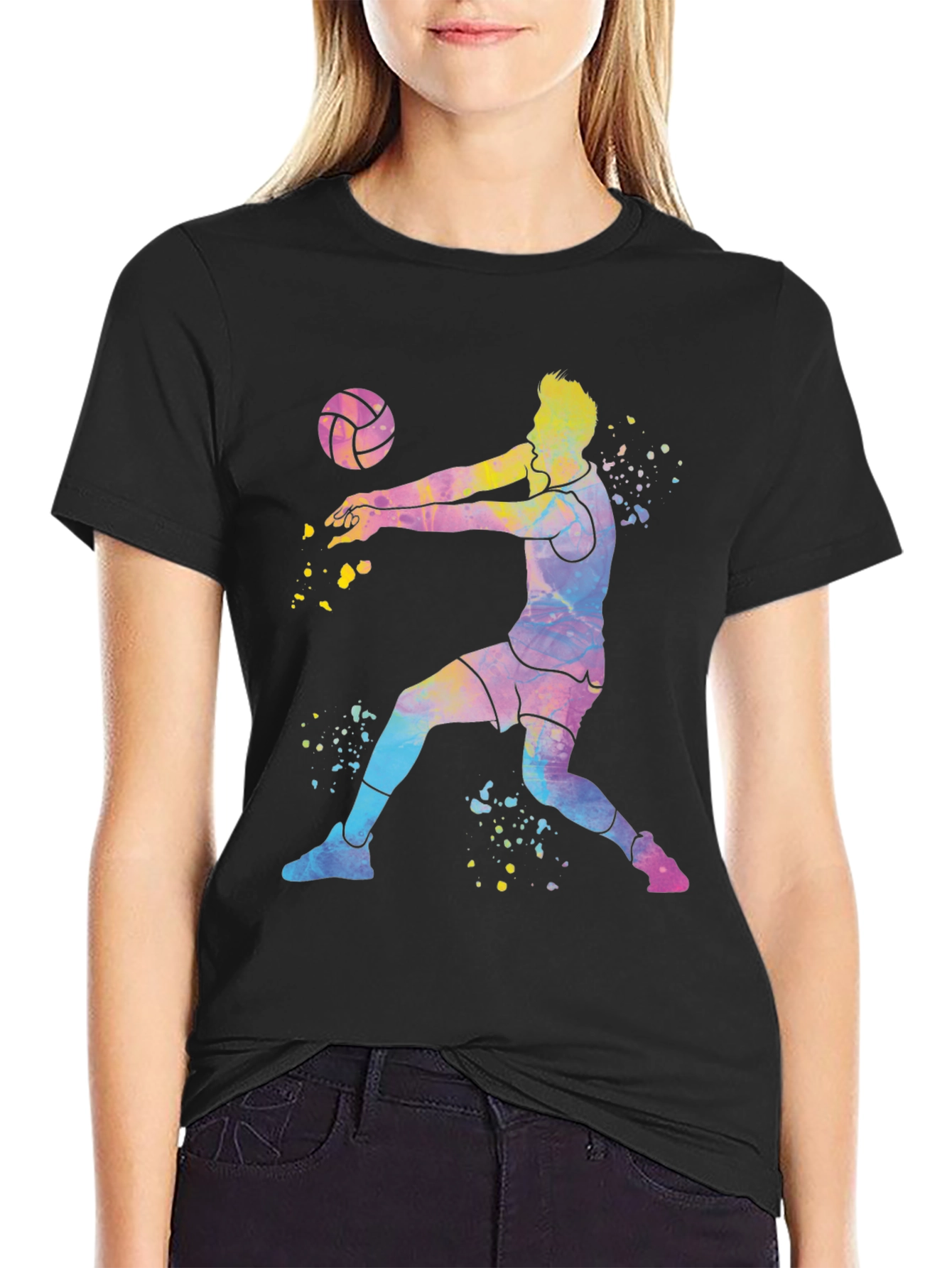 Volleyball Player Tie-Dye Graphic T-Shirt
