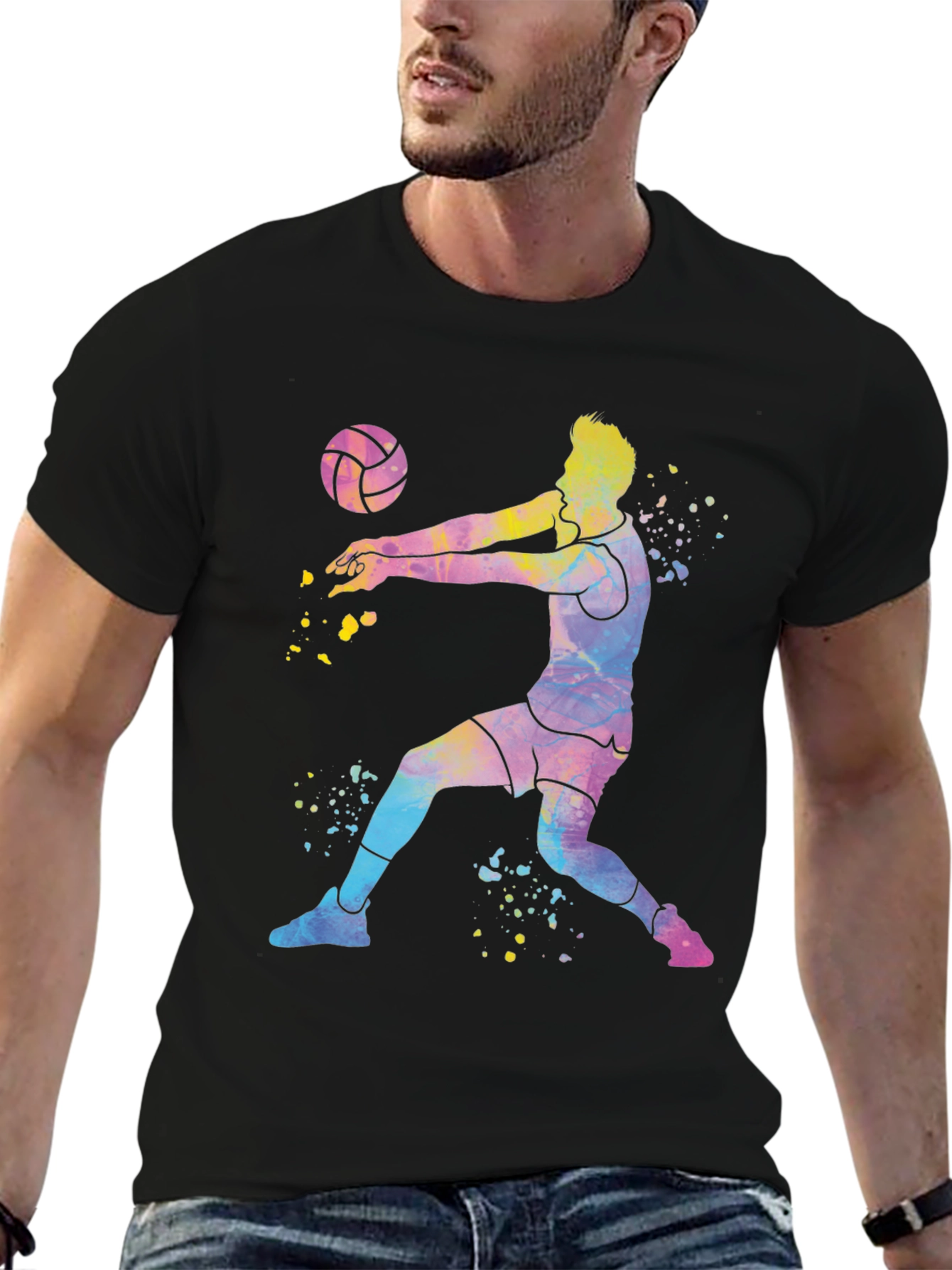 Volleyball Player Tie-Dye Graphic T-Shirt