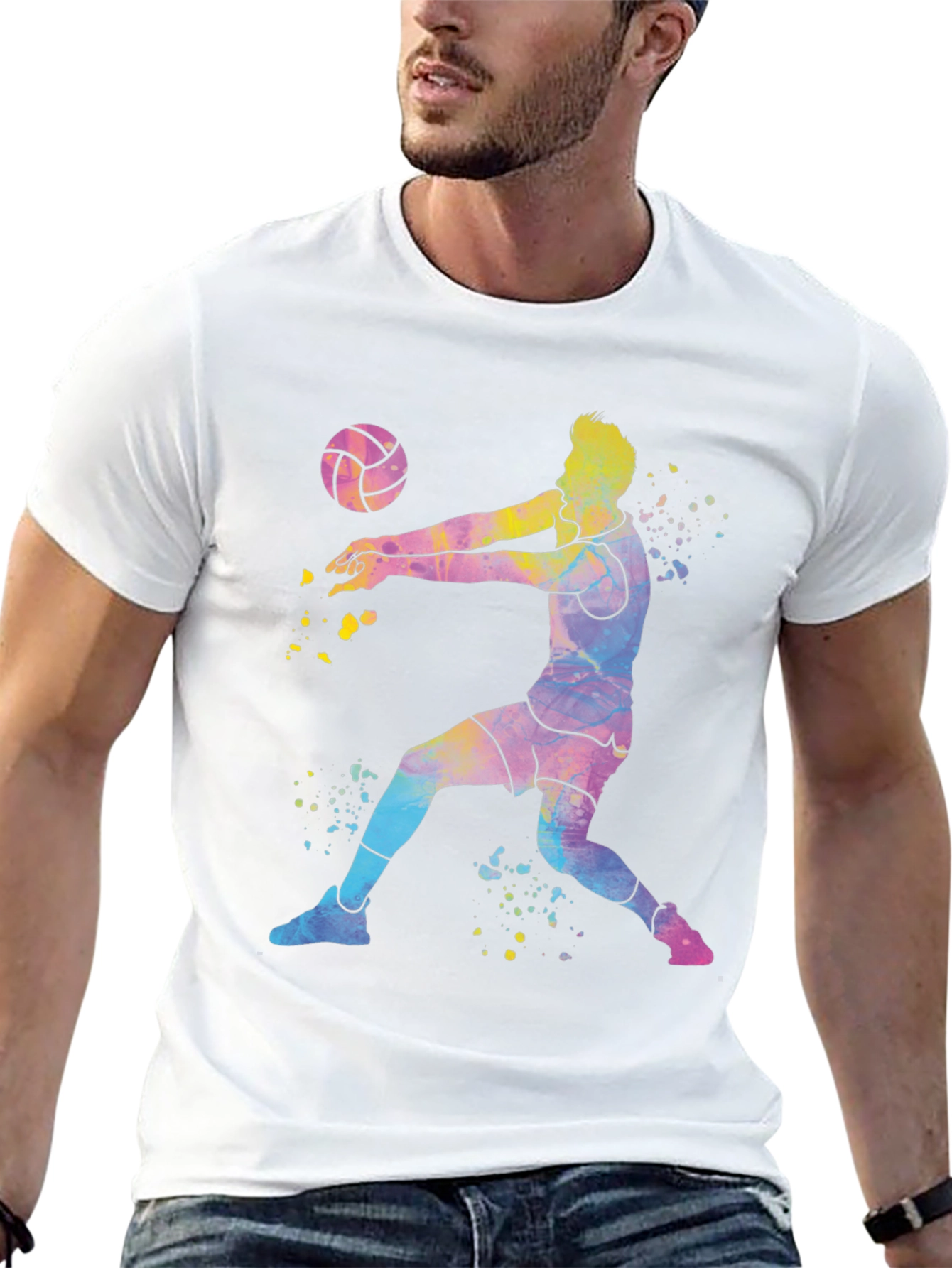 Volleyball Player Tie-Dye Graphic T-Shirt