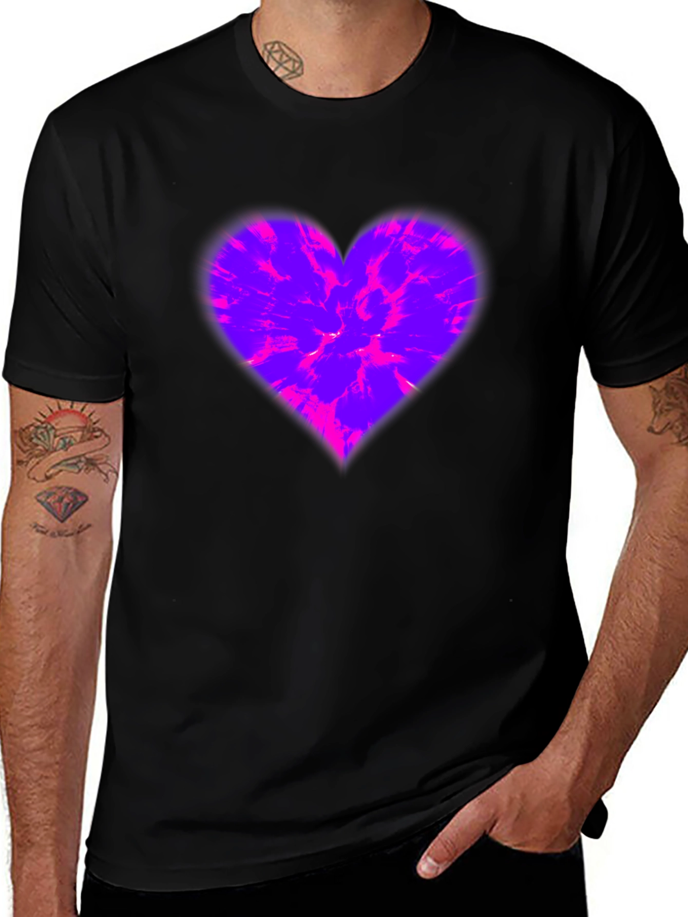 Heart Burst Graphic Tee - Stylish Mens Black T-Shirt