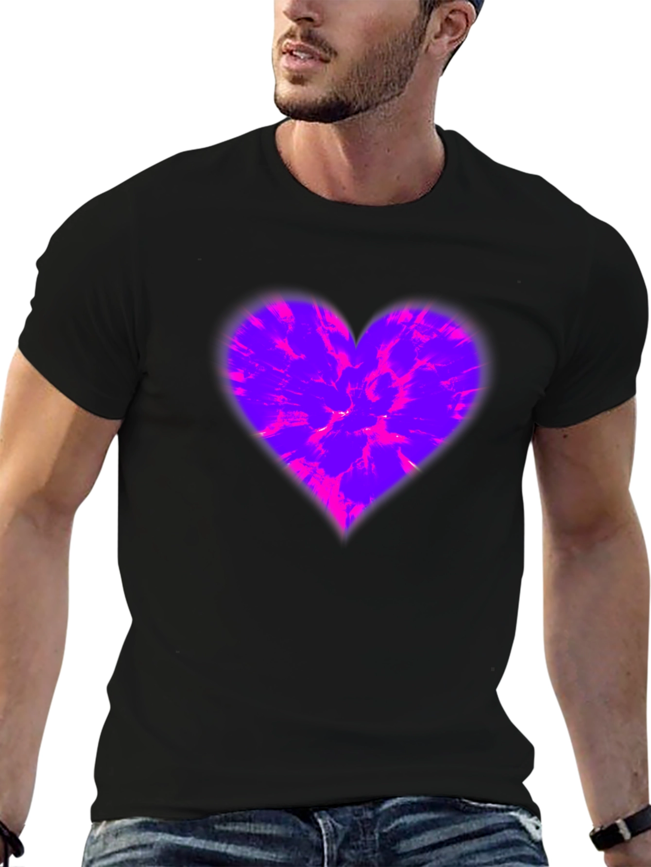 Heart Burst Graphic Tee - Stylish Mens Black T-Shirt