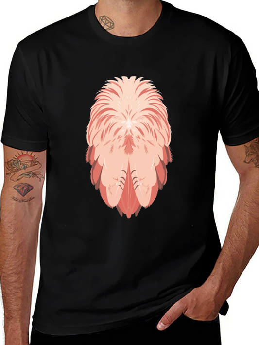 Flamingo Feather Design Black T-Shirt