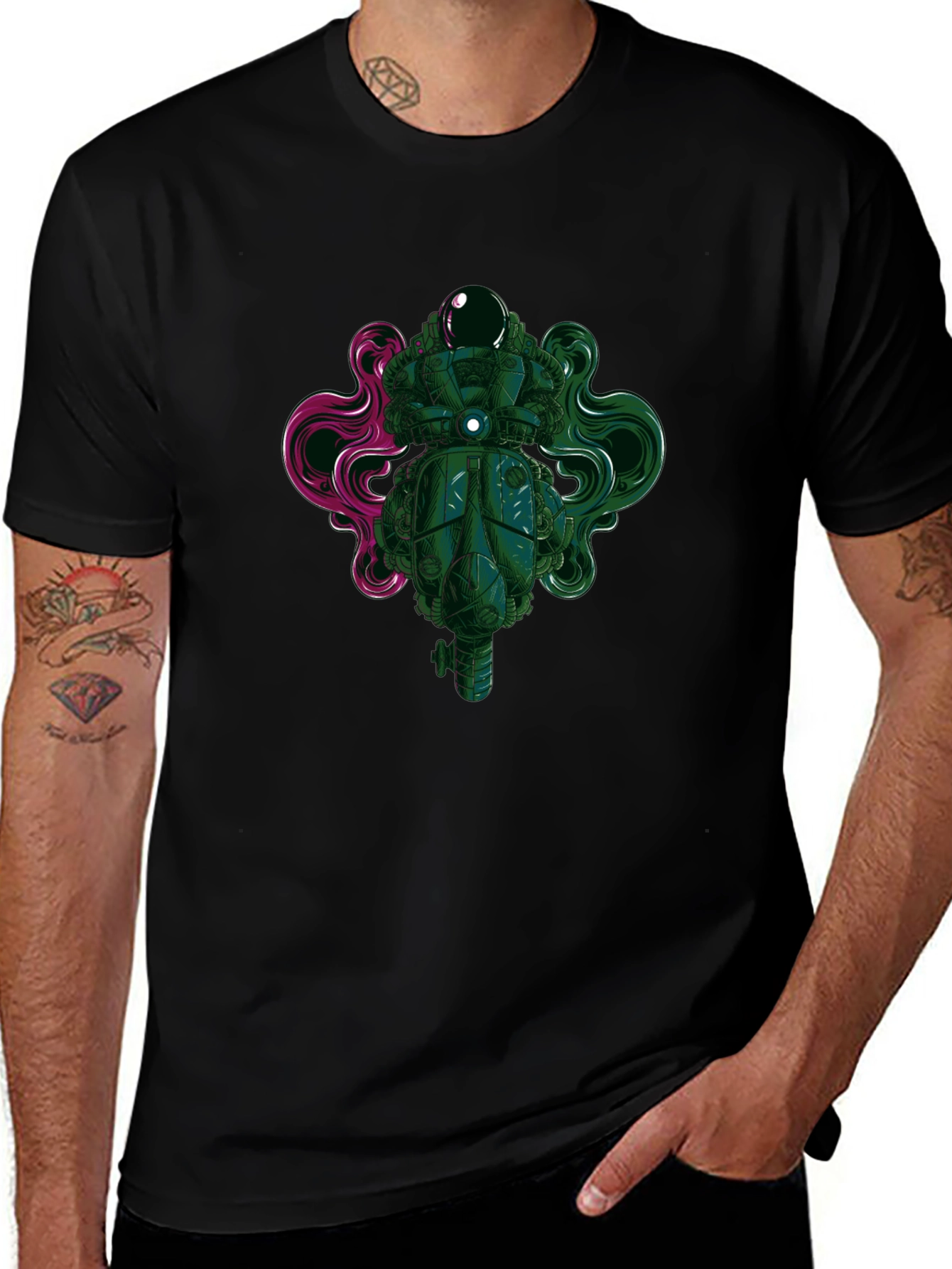 Astronaut Graphic Print Black T-Shirt