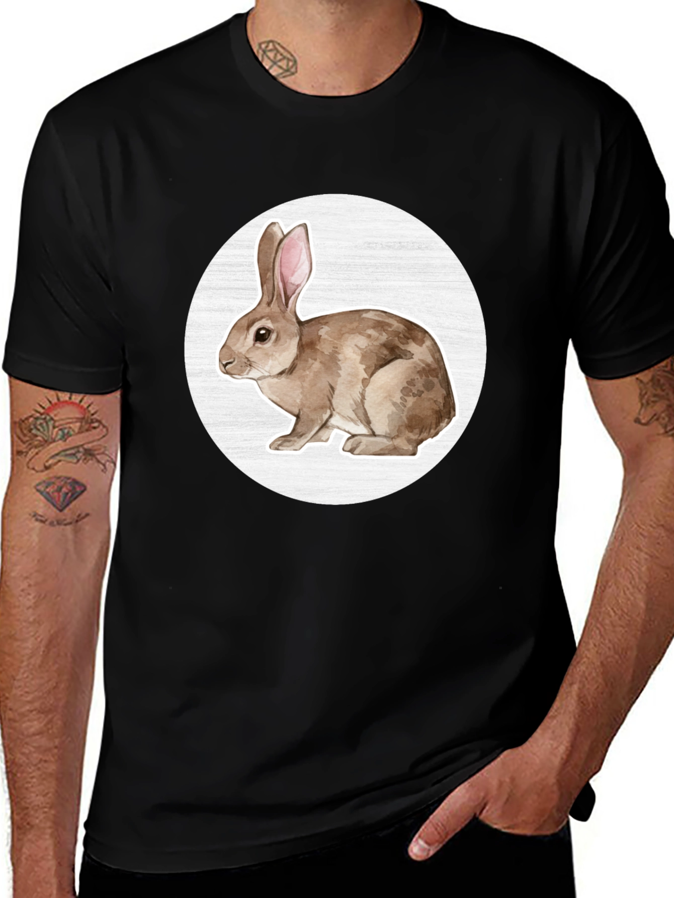 Rabbit Graphic Tee - Mens Black T-Shirt