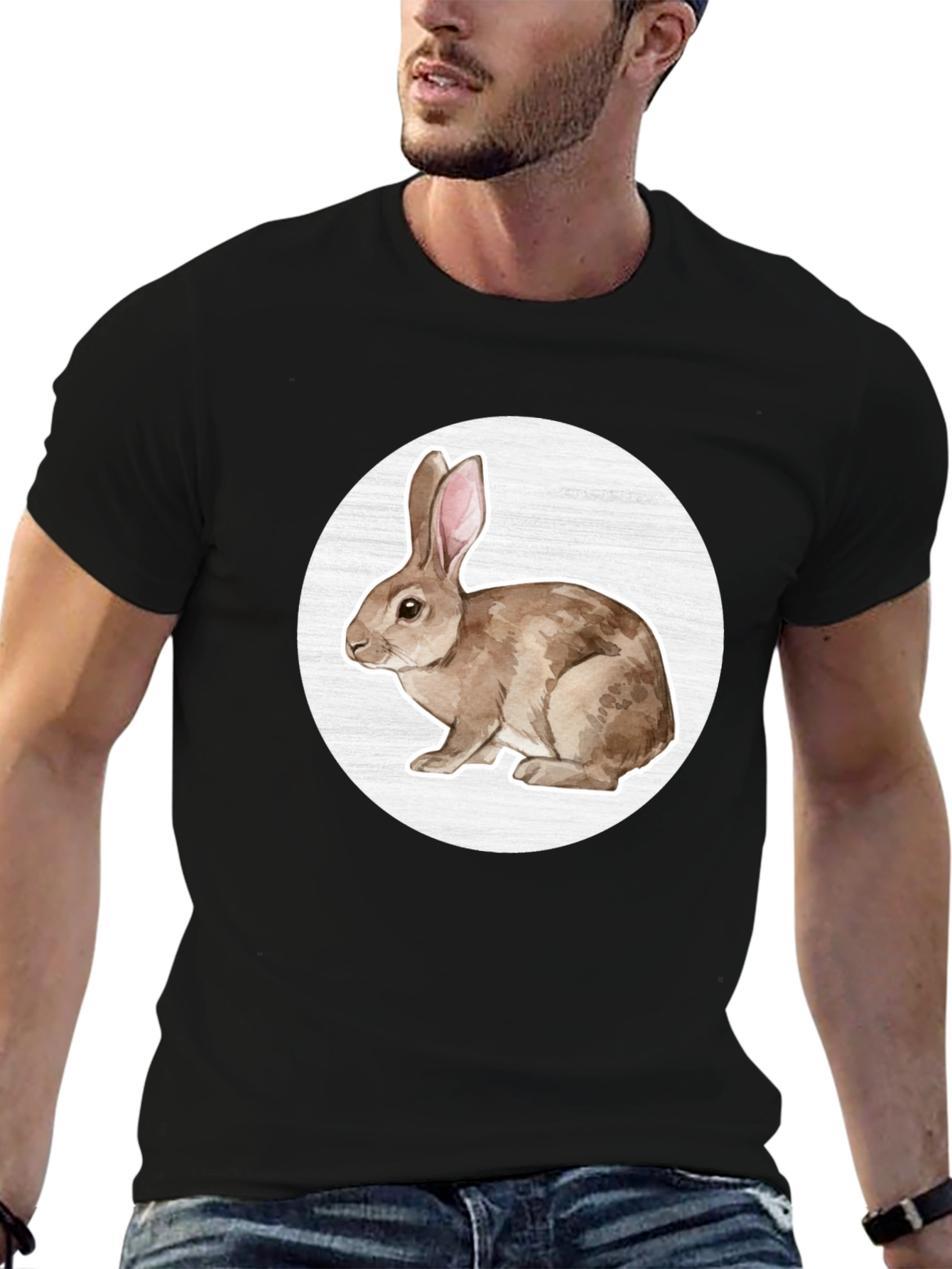 Rabbit Graphic Tee - Mens Black T-Shirt