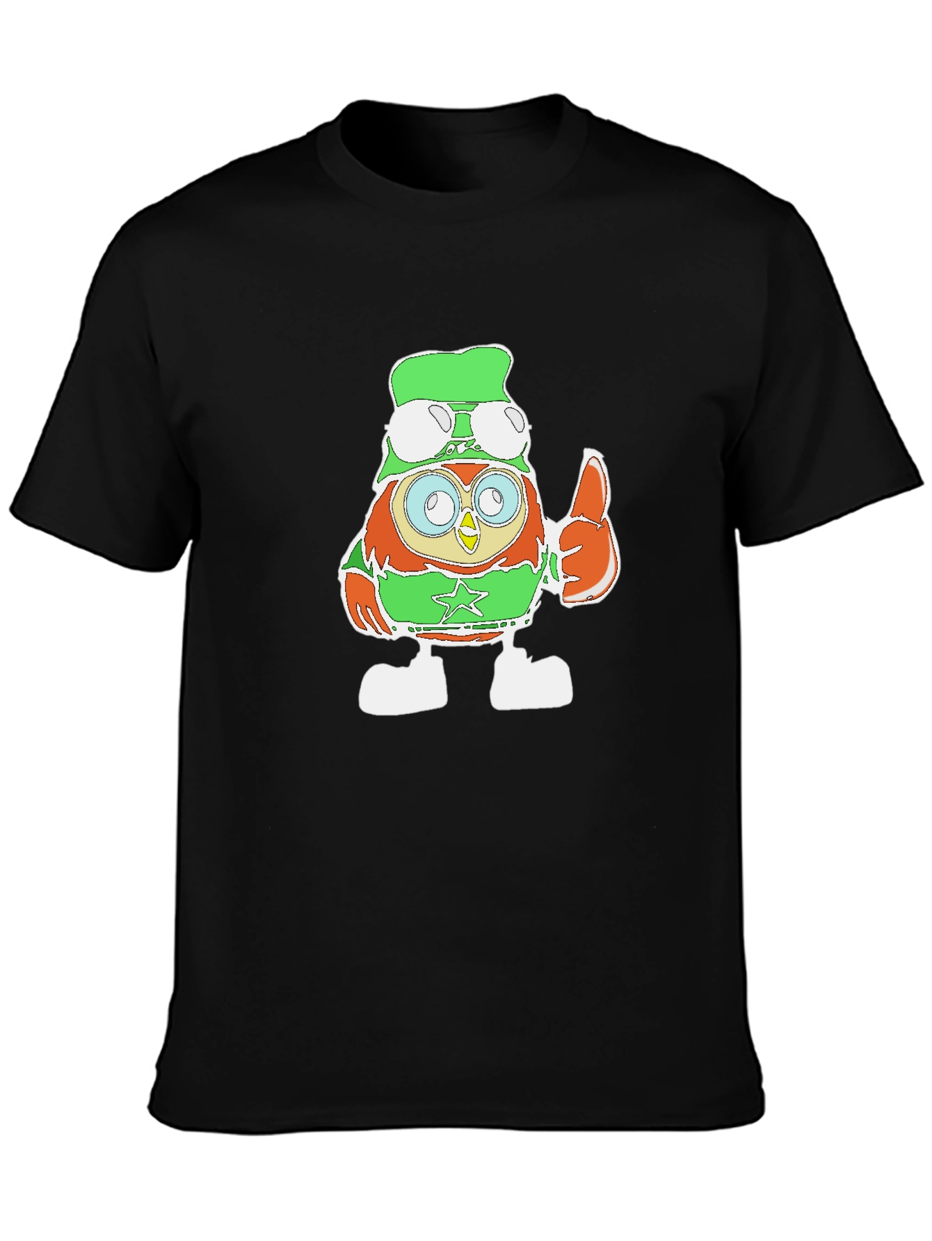 Cartoon Owl Pilot Graphic Print Tee