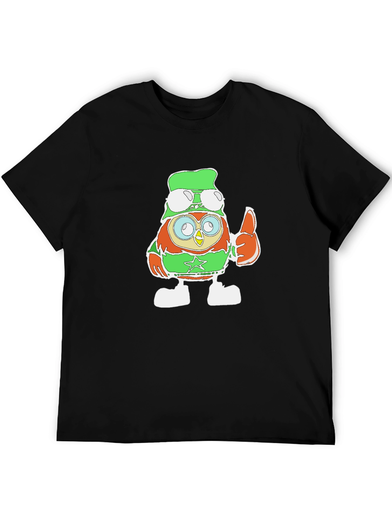 Cartoon Owl Pilot Graphic Print Tee