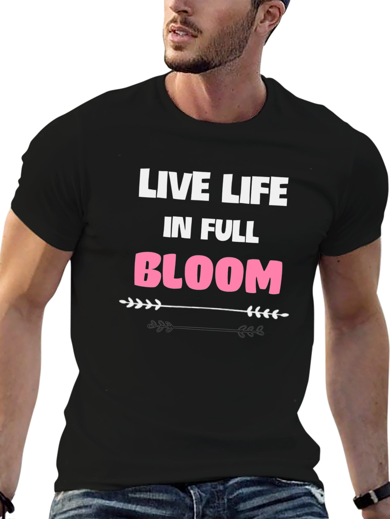 Live Life in Full Bloom Graphic Tee - Black