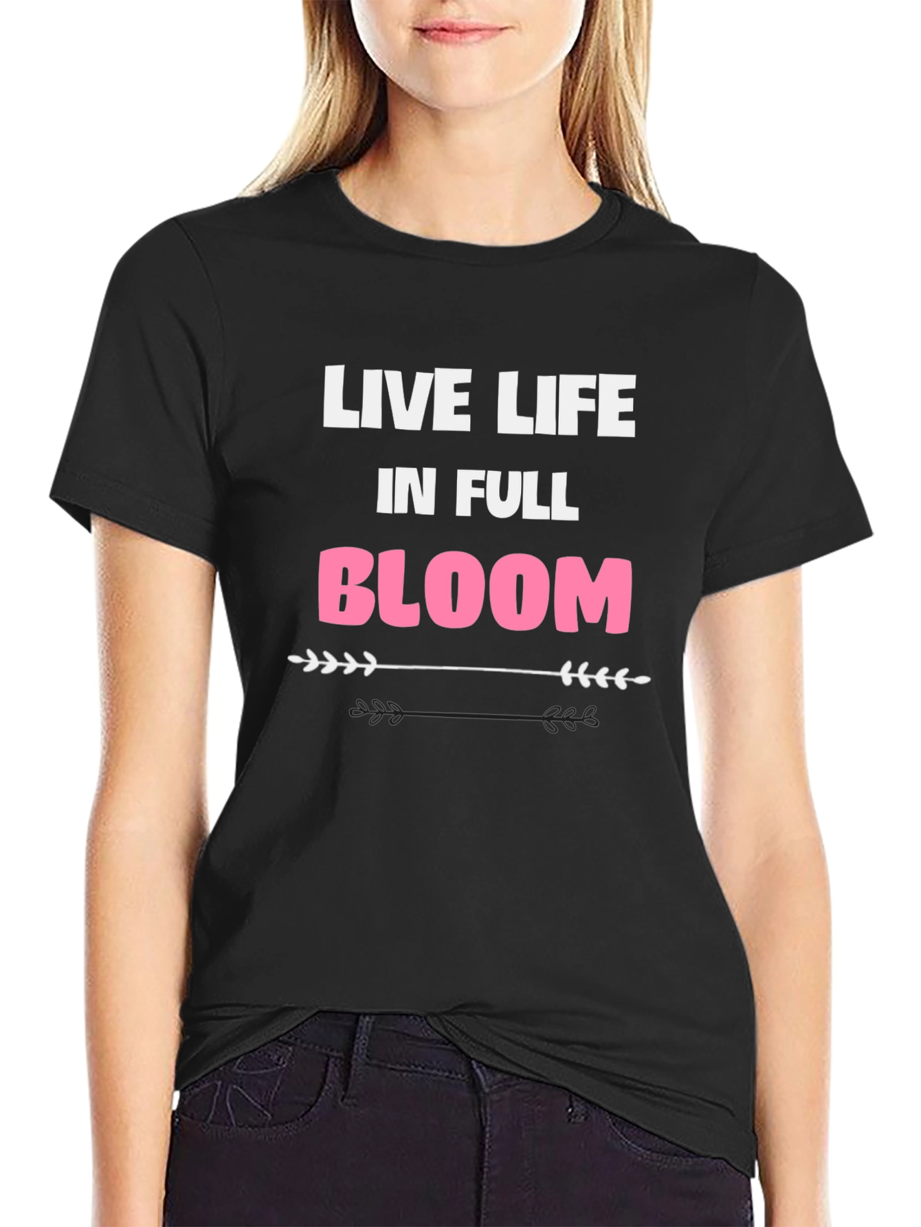 Live Life in Full Bloom Graphic Tee - Black