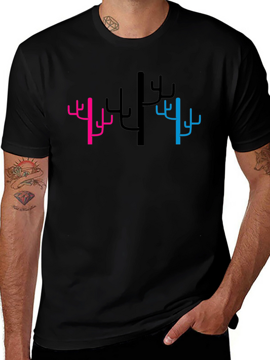 Cactus Graphic Tee - Pink Black & Blue Trees