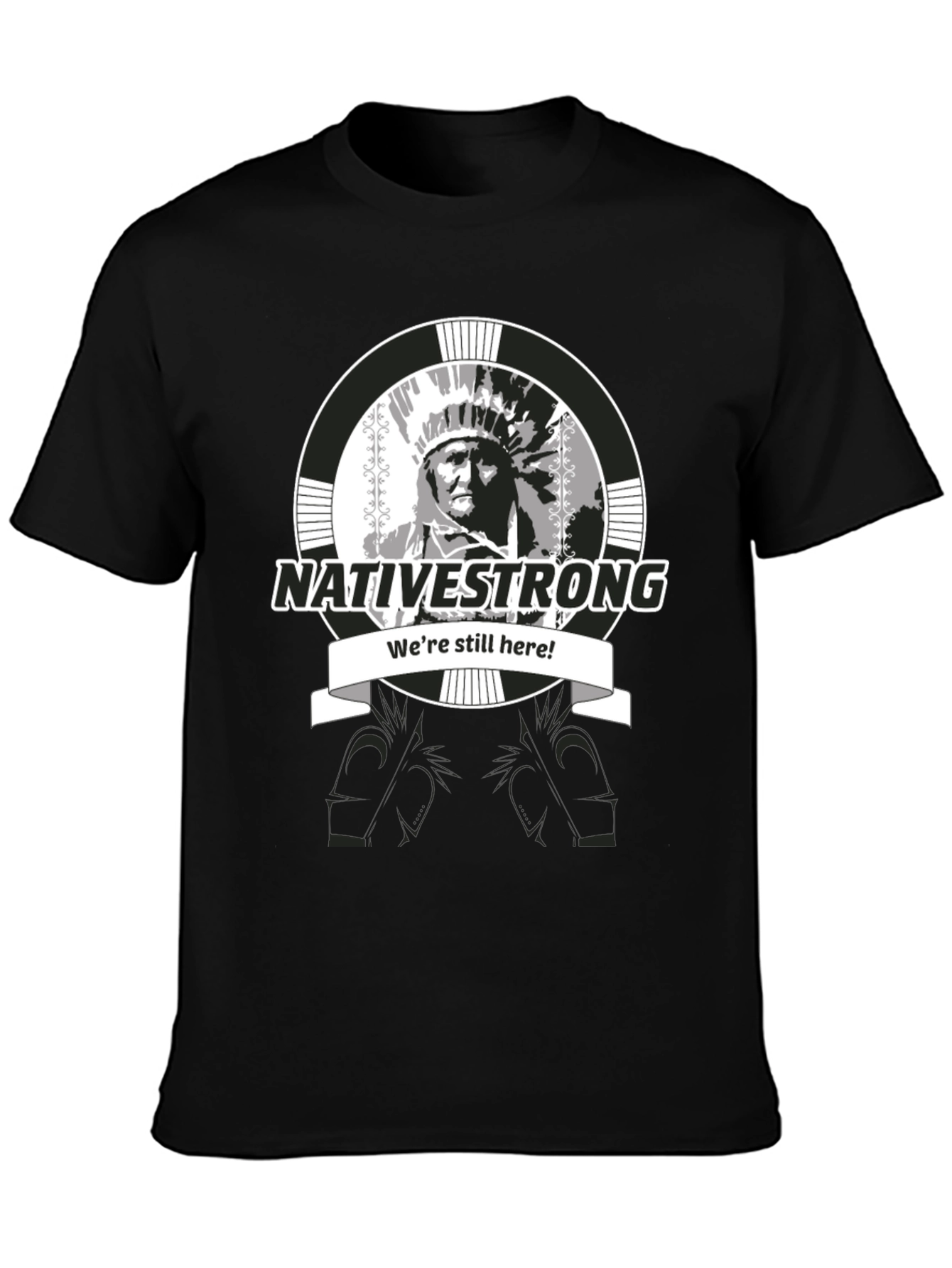 Native Strong Graphic T-Shirt - Black Crew Neck Tee