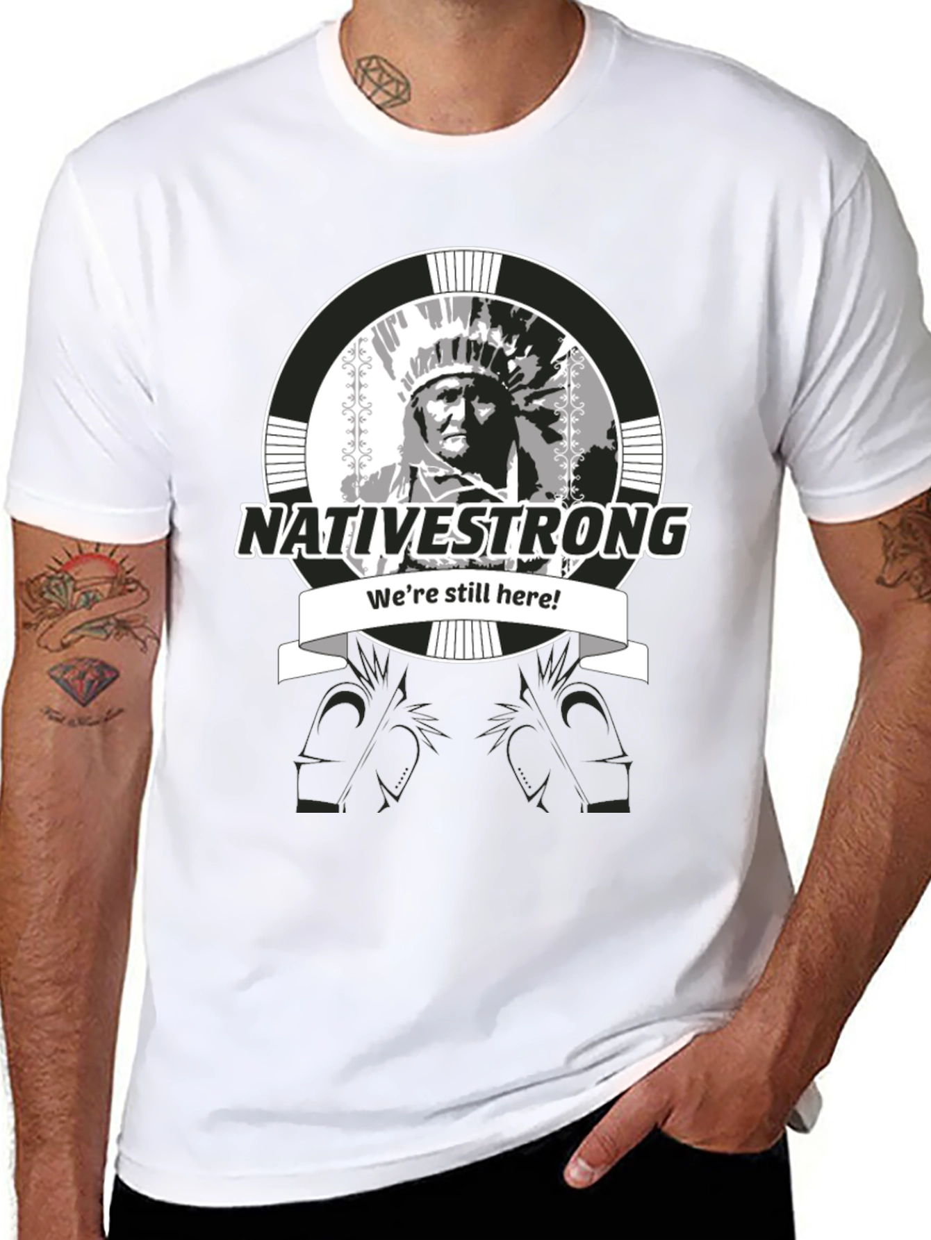 Native Strong Graphic T-Shirt - Black Crew Neck Tee
