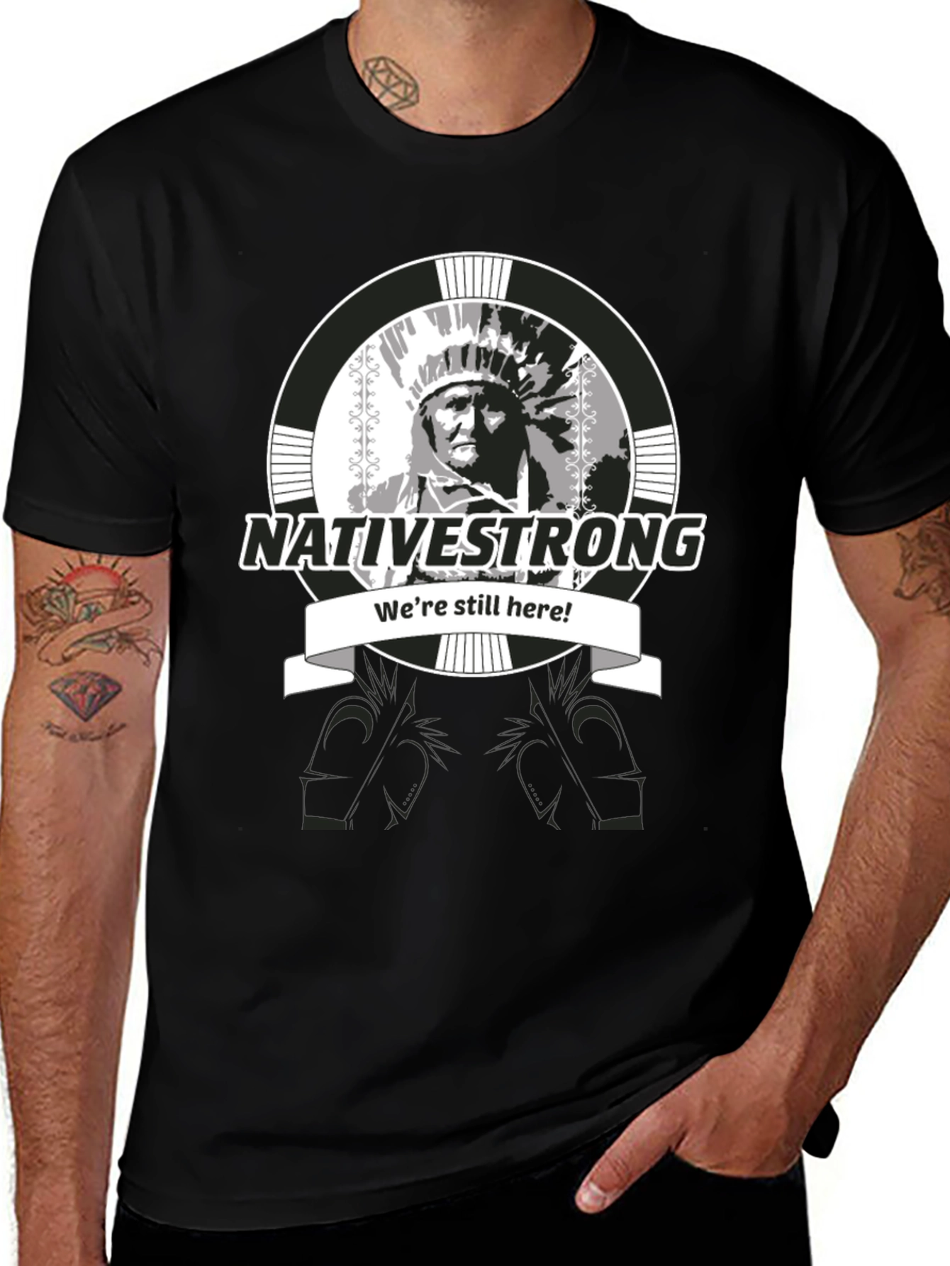 Native Strong Graphic T-Shirt - Black Crew Neck Tee