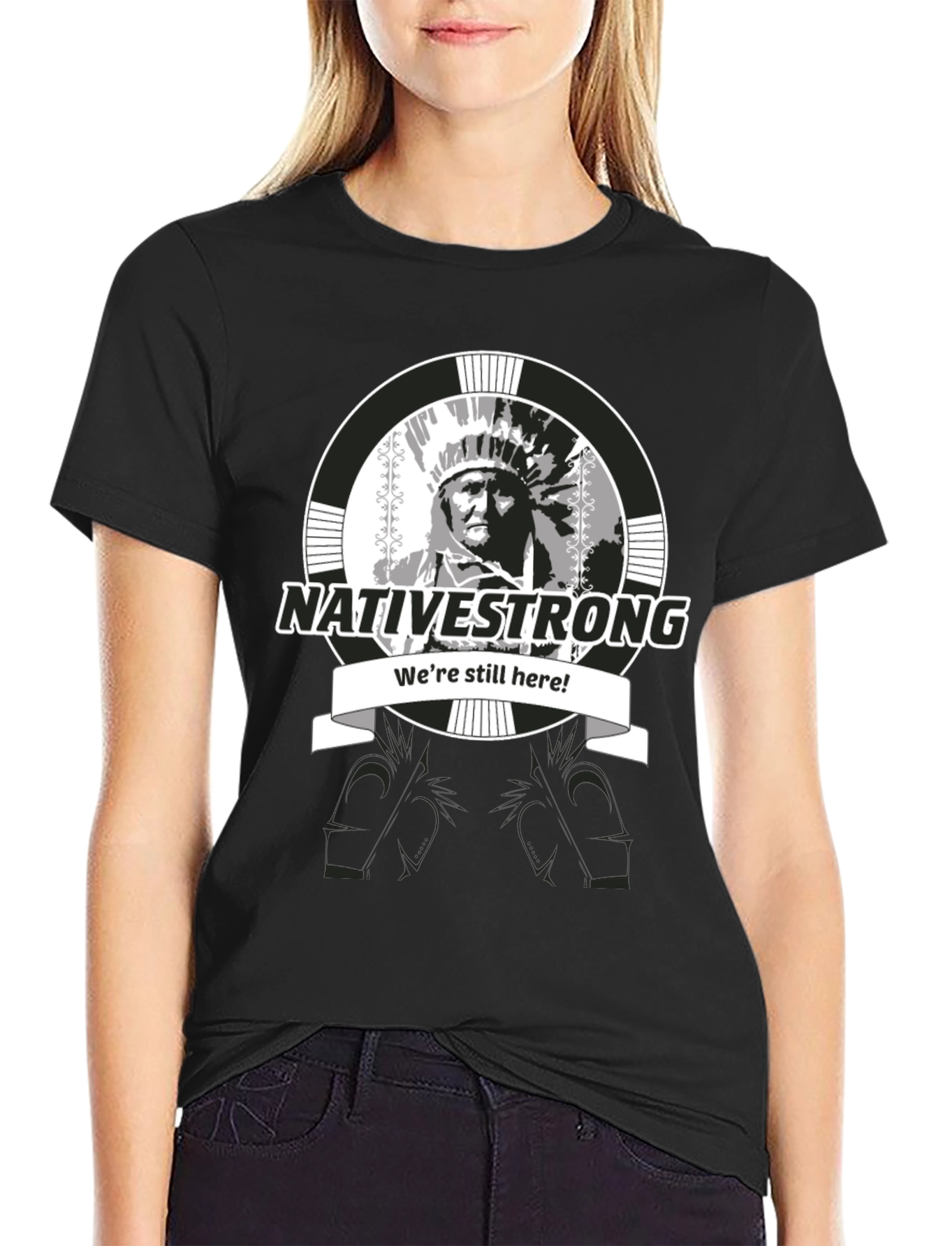 Native Strong Graphic T-Shirt - Black Crew Neck Tee