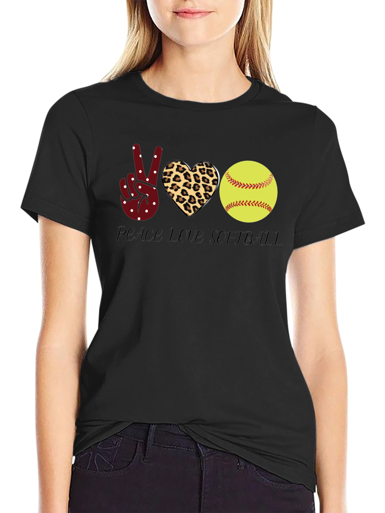 Peace Love Softball Graphic Tee