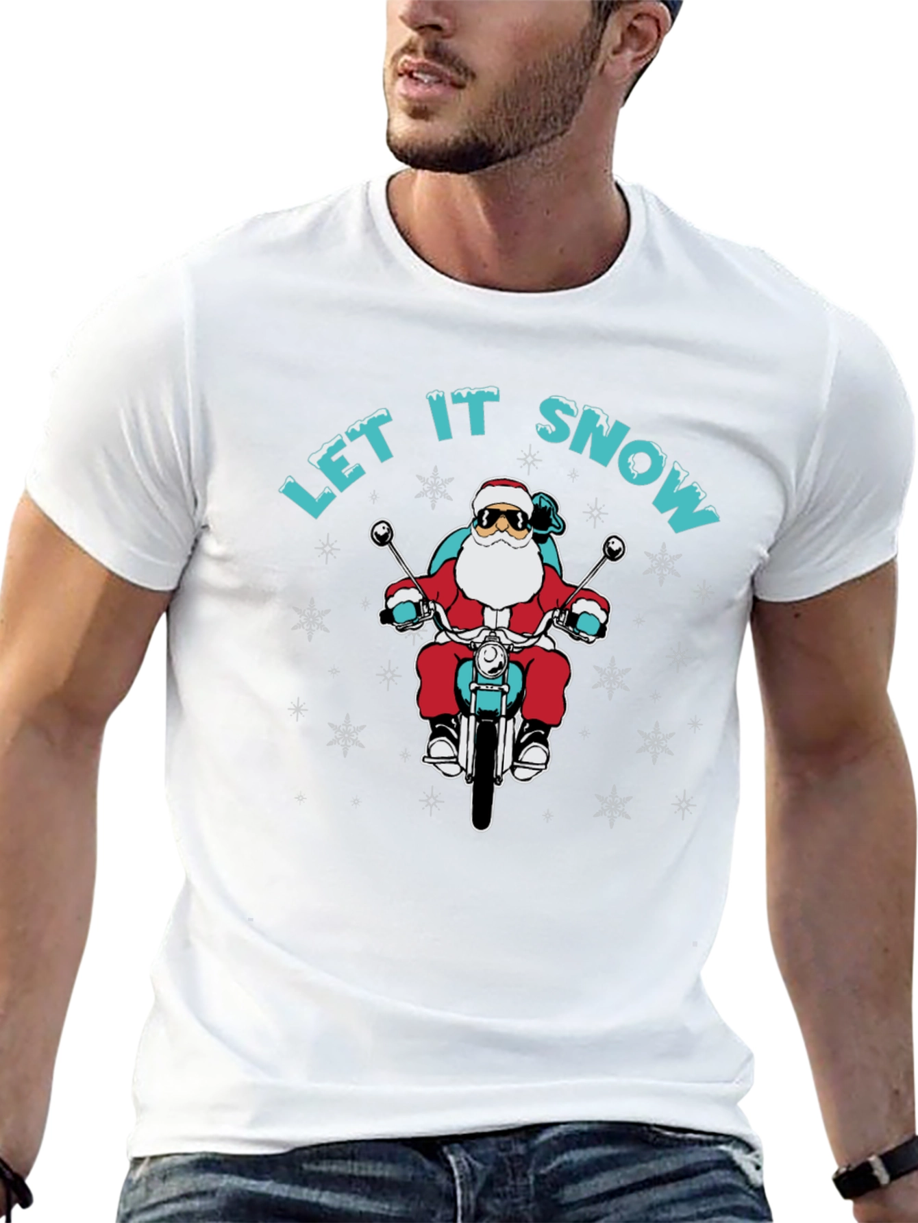Santa Motorcycle T-Shirt - Let It Snow