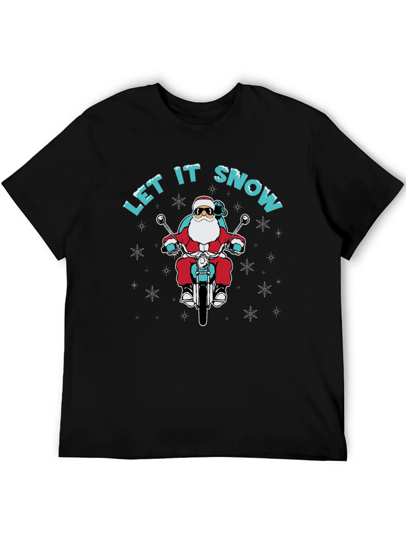 Santa Motorcycle T-Shirt - Let It Snow