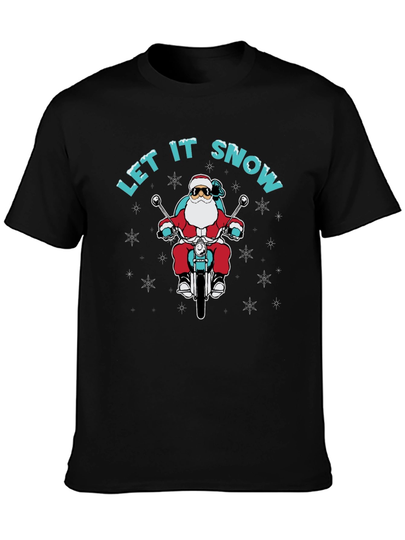 Santa Motorcycle T-Shirt - Let It Snow
