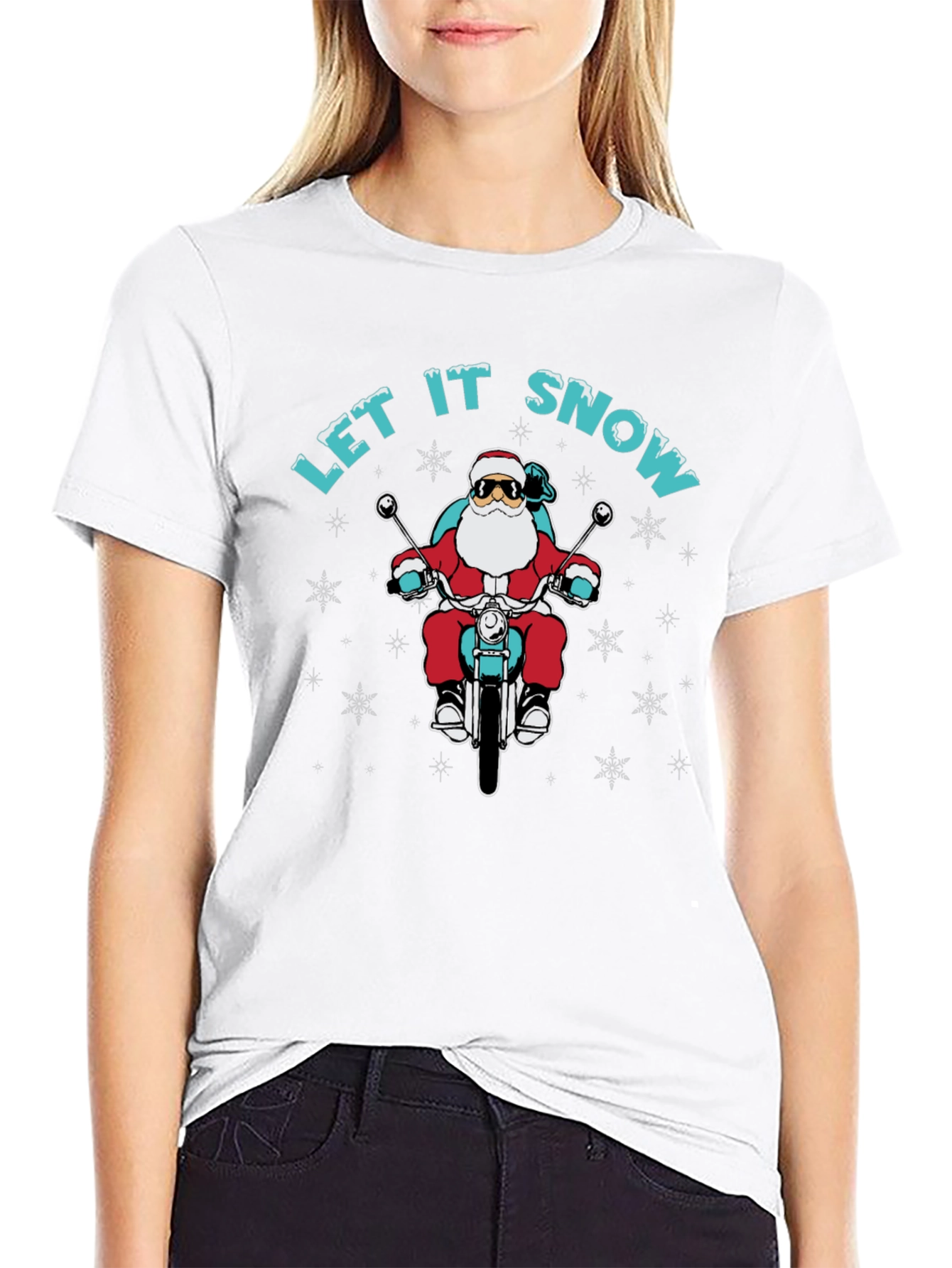 Santa Motorcycle T-Shirt - Let It Snow