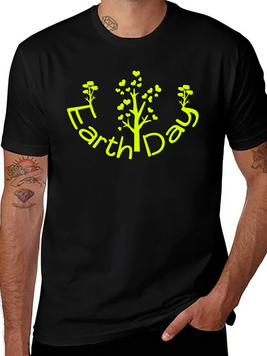 Earth Day Graphic T-Shirt - Black Cotton Tee