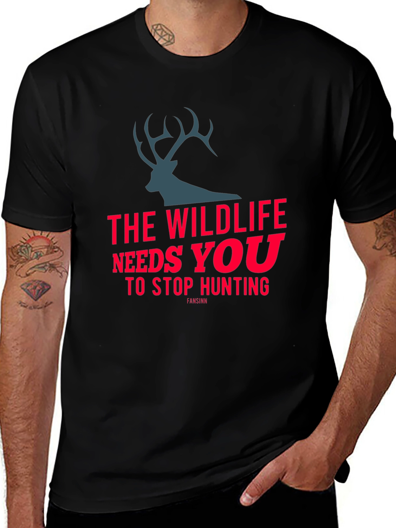 Wildlife Needs You Stop Hunting Black T-Shirt