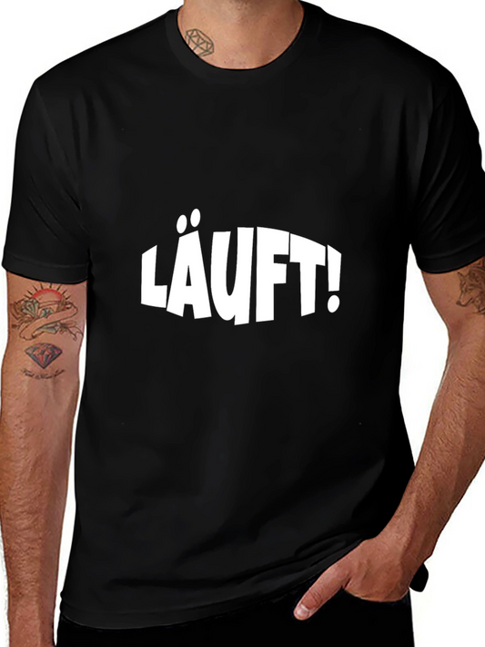 LÄUFT! Black Graphic Tee - German Phrase