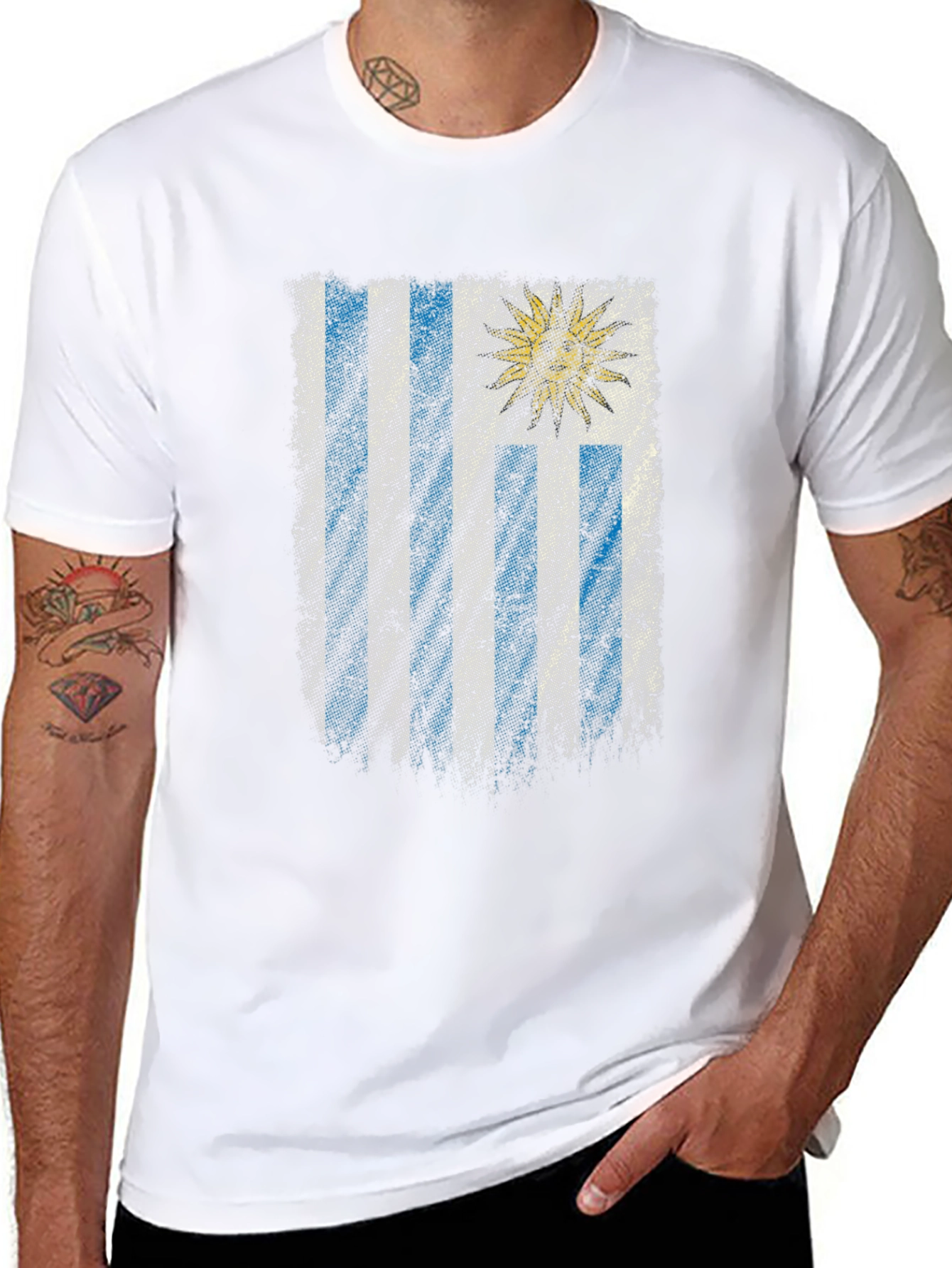 Uruguay Flag Graphic T-Shirt - Distressed Look