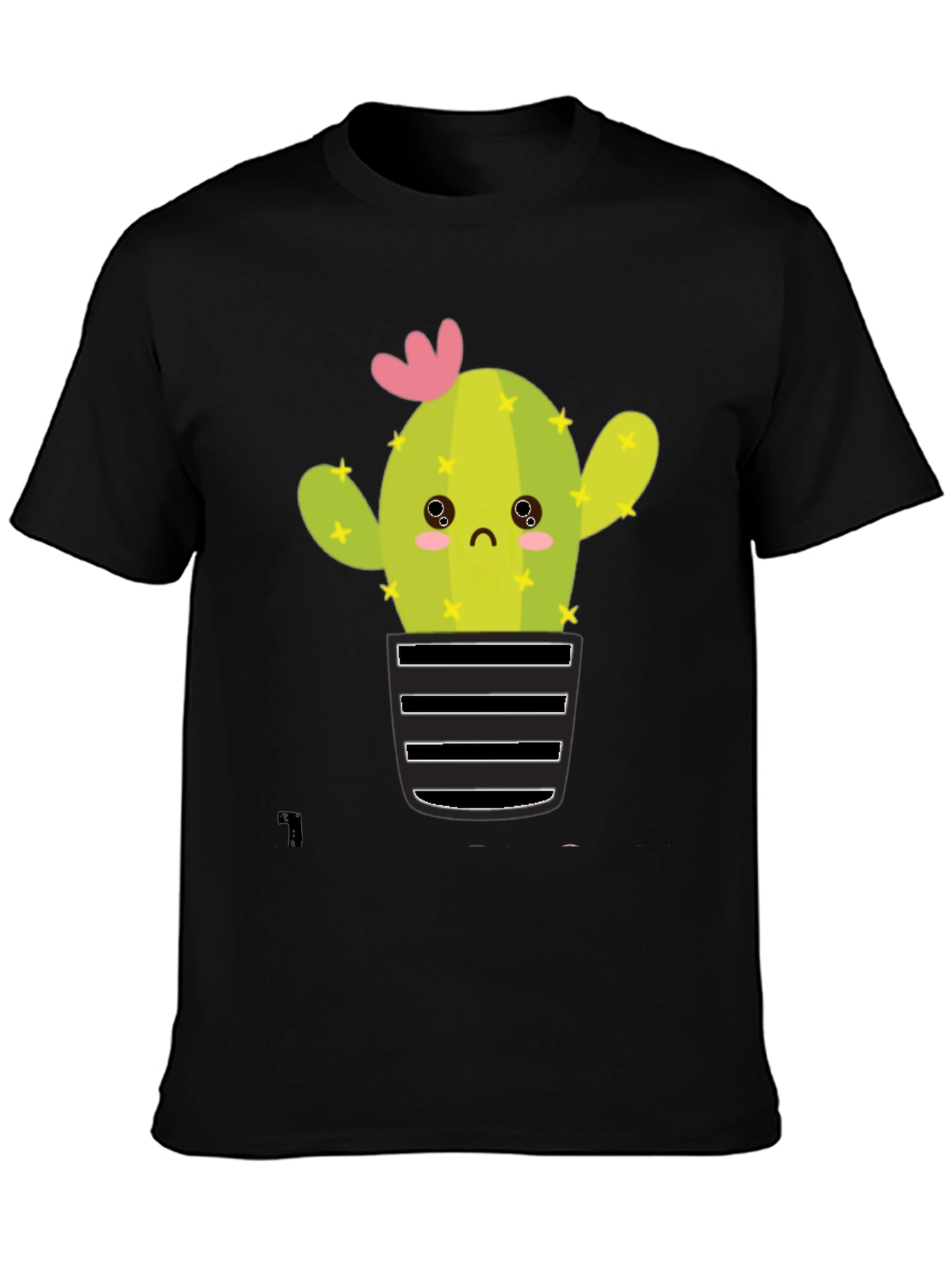 Cute Cactus Graphic Tee - Soft Black Cotton T-Shirt