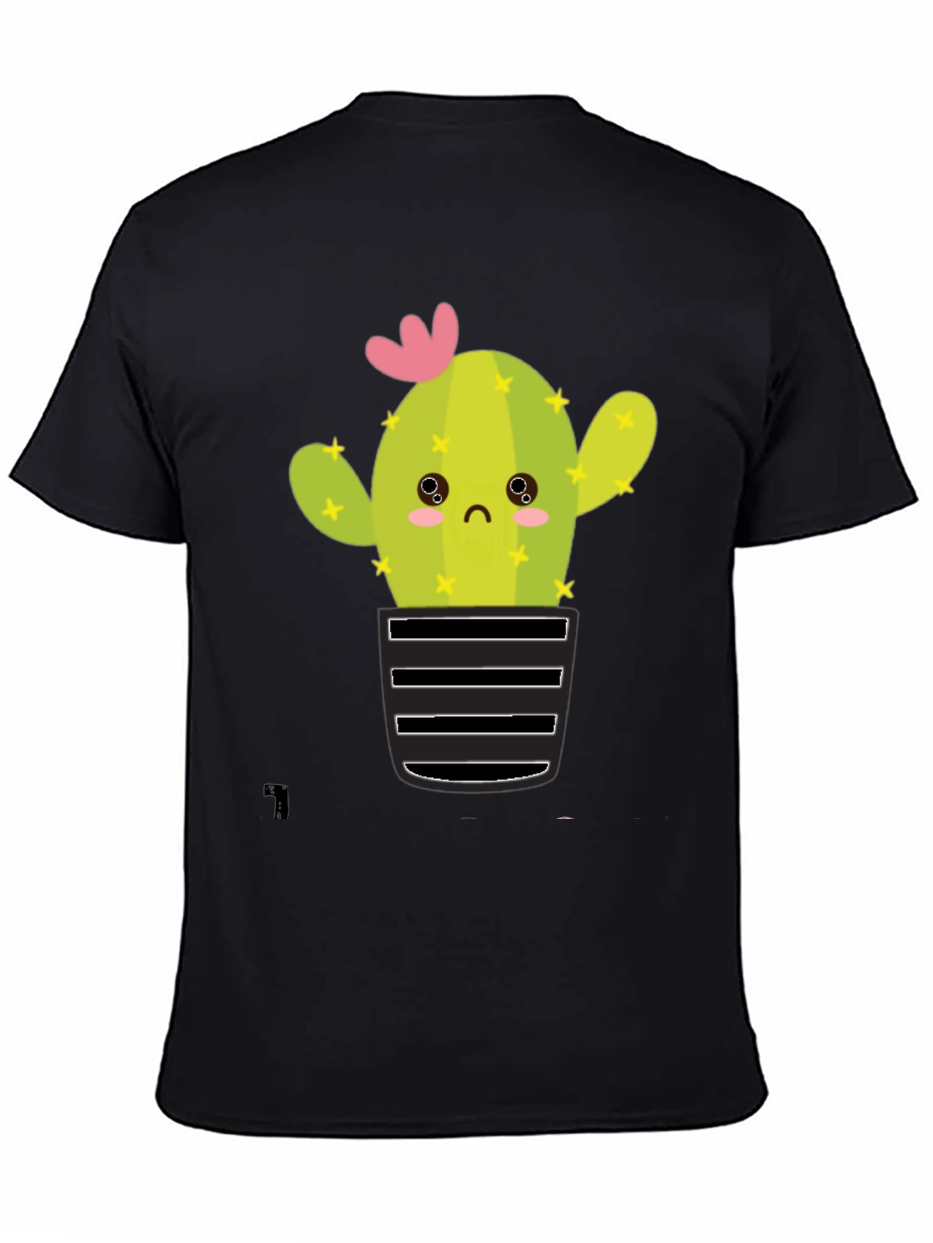 Cute Cactus Graphic Tee - Soft Black Cotton T-Shirt