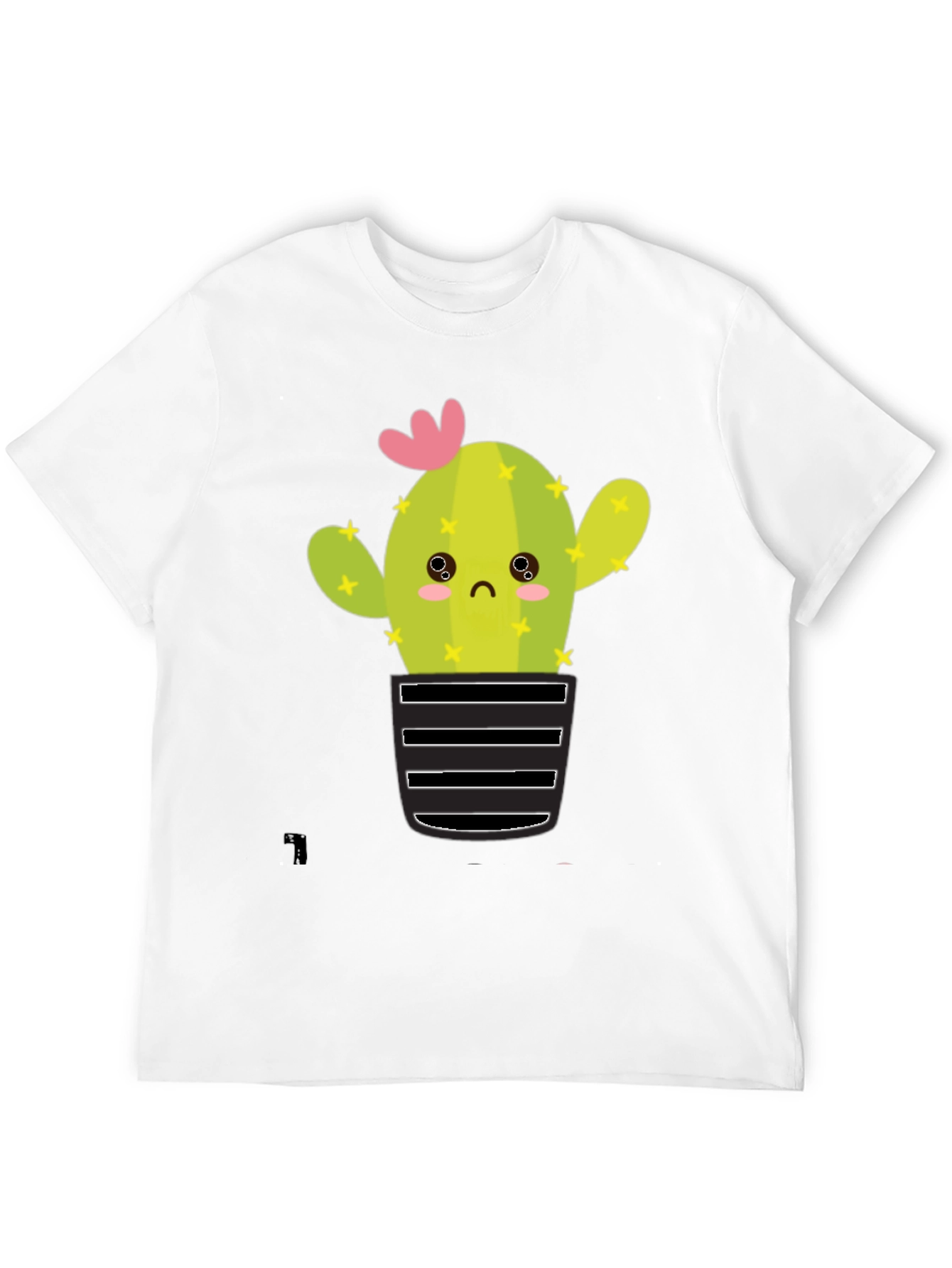 Cute Cactus Graphic Tee - Soft Black Cotton T-Shirt