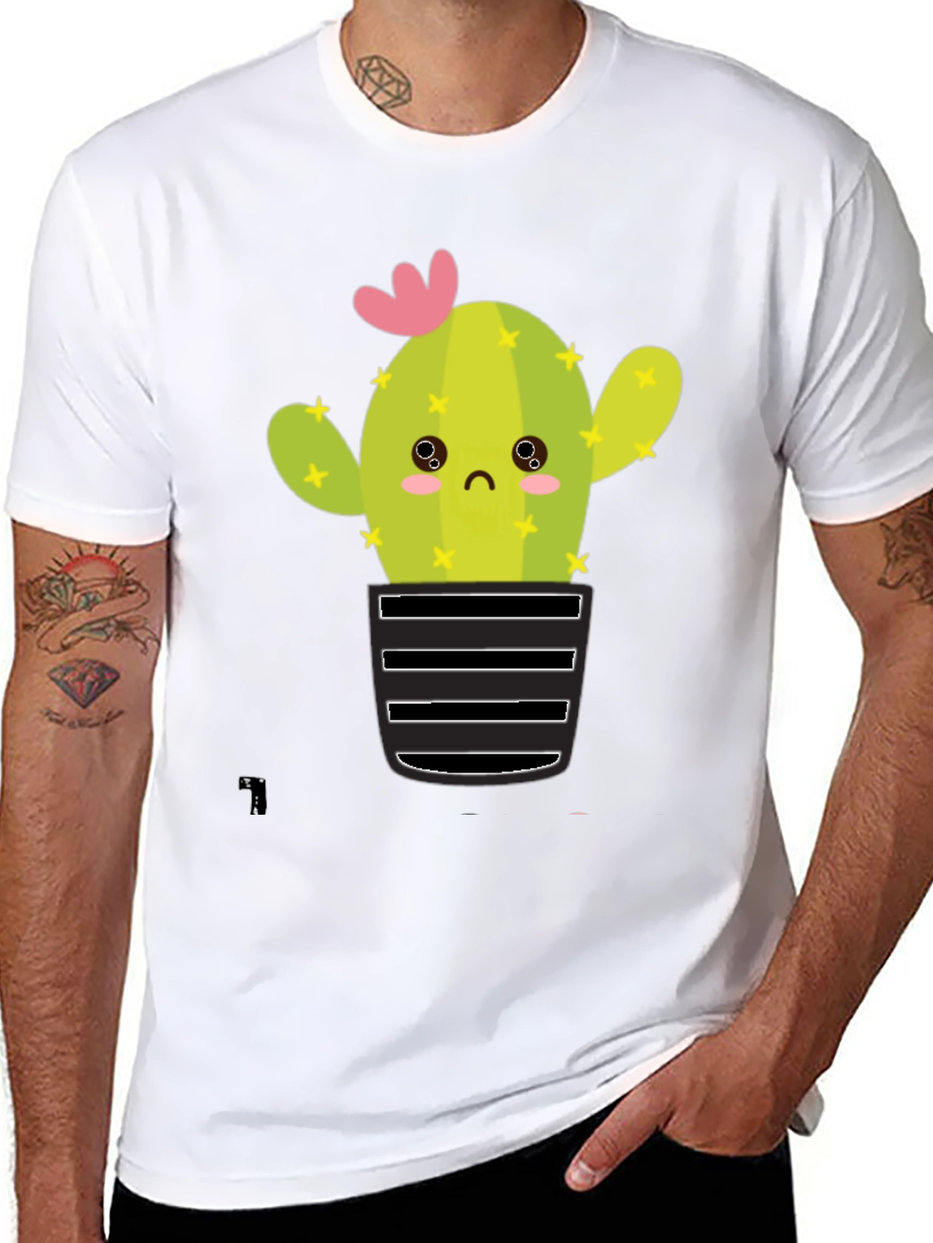 Cute Cactus Graphic Tee - Soft Black Cotton T-Shirt