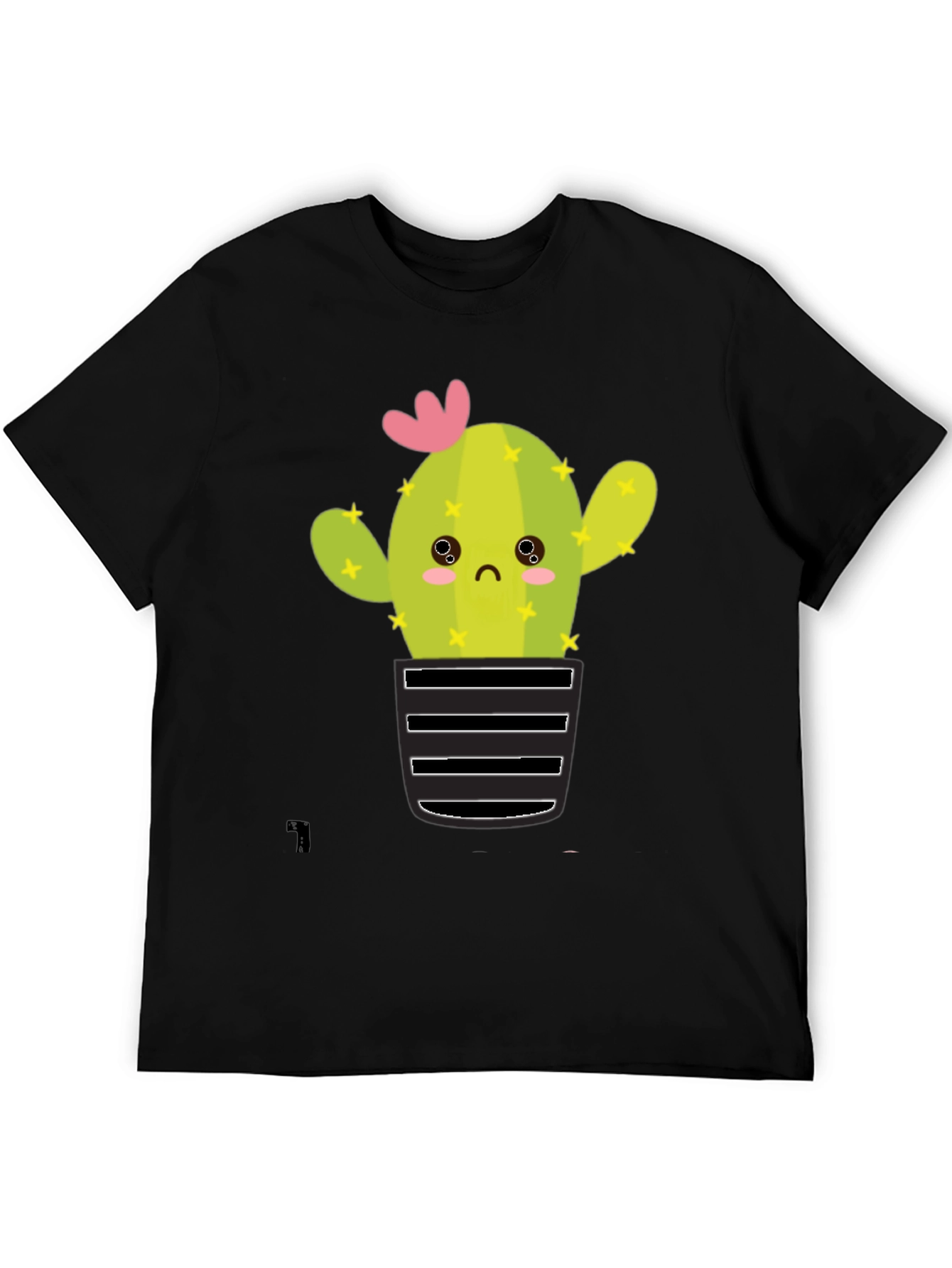 Cute Cactus Graphic Tee - Soft Black Cotton T-Shirt