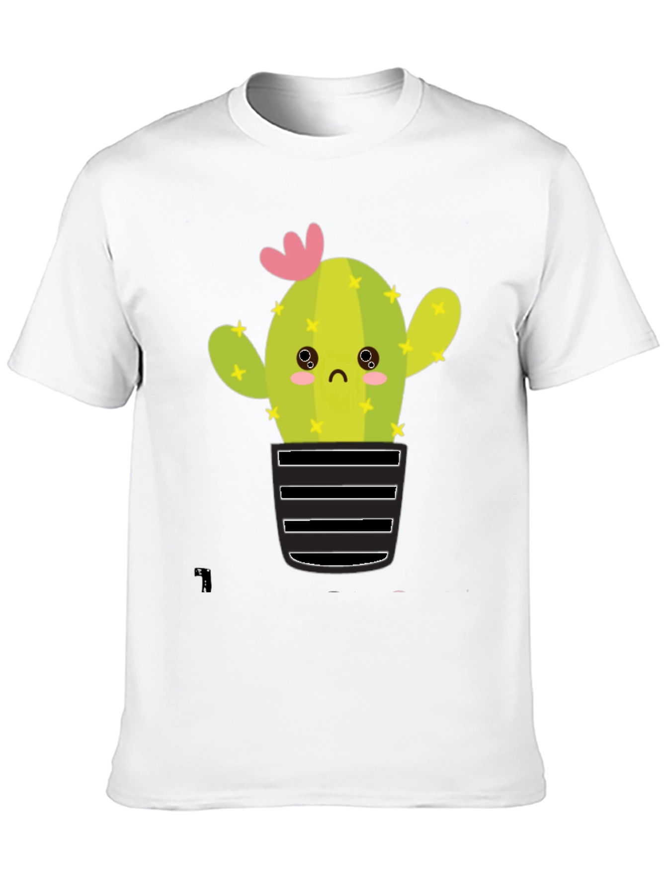 Cute Cactus Graphic Tee - Soft Black Cotton T-Shirt