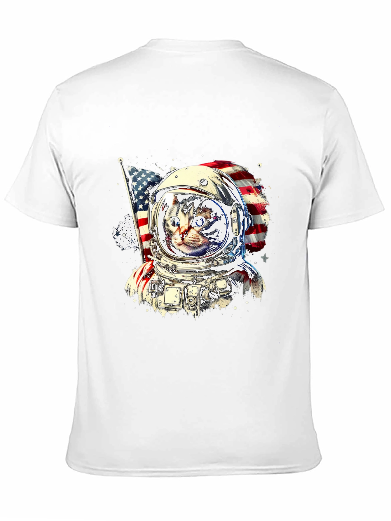 Patriotic Cat Astronaut Graphic Tee