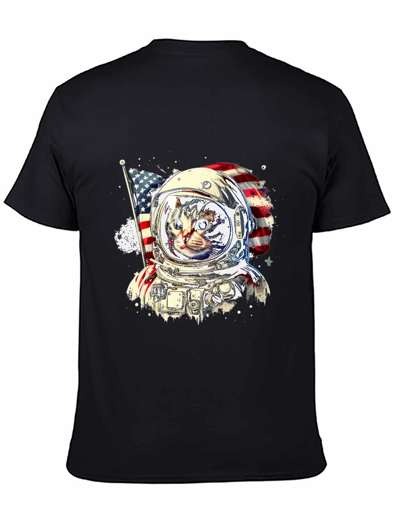 Patriotic Cat Astronaut Graphic Tee