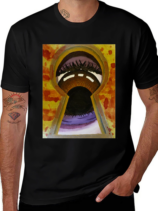 Keyhole Eye Graphic Tee - Black Cotton