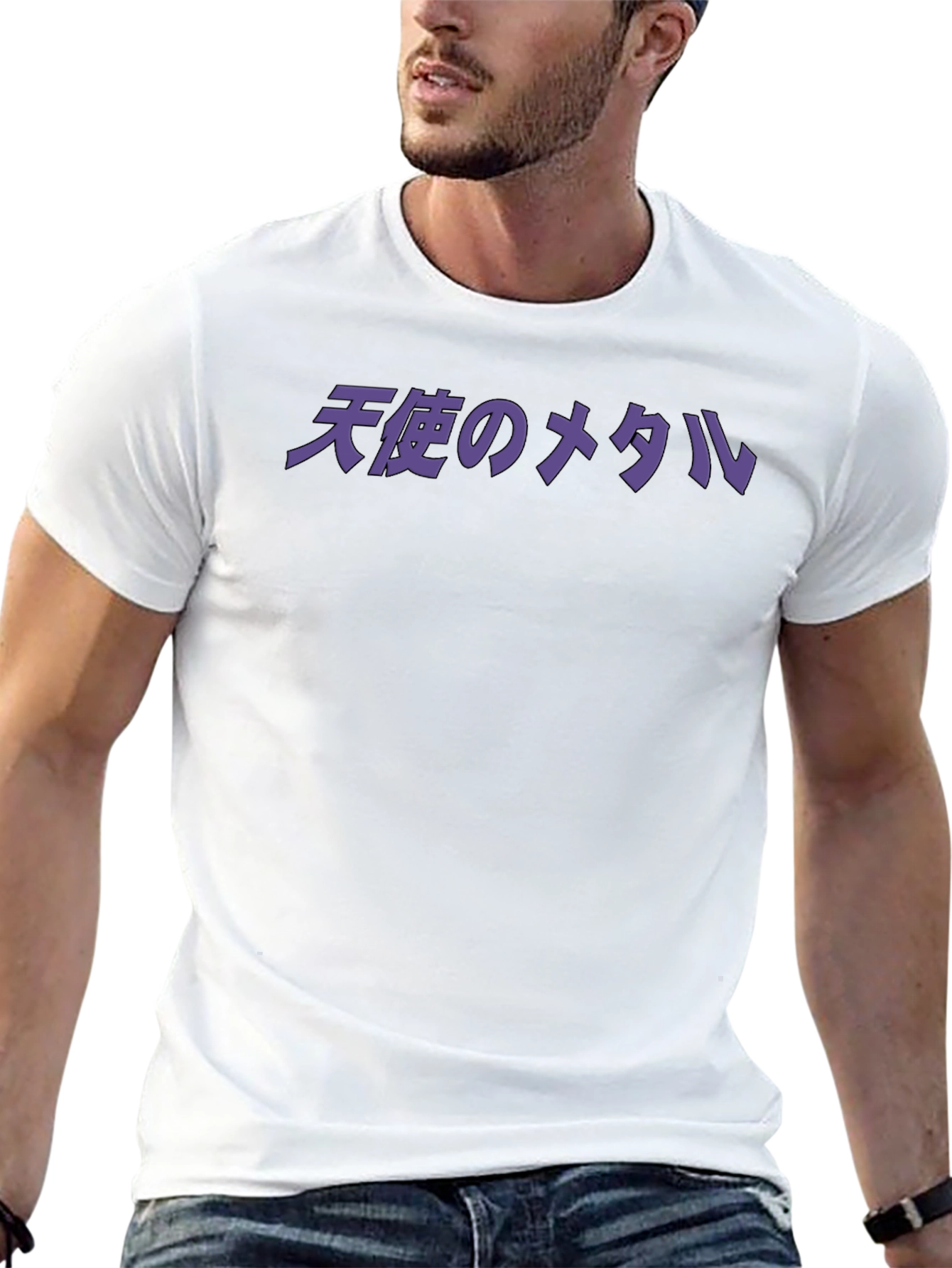 Angel Metal Text Graphic Black T-Shirt