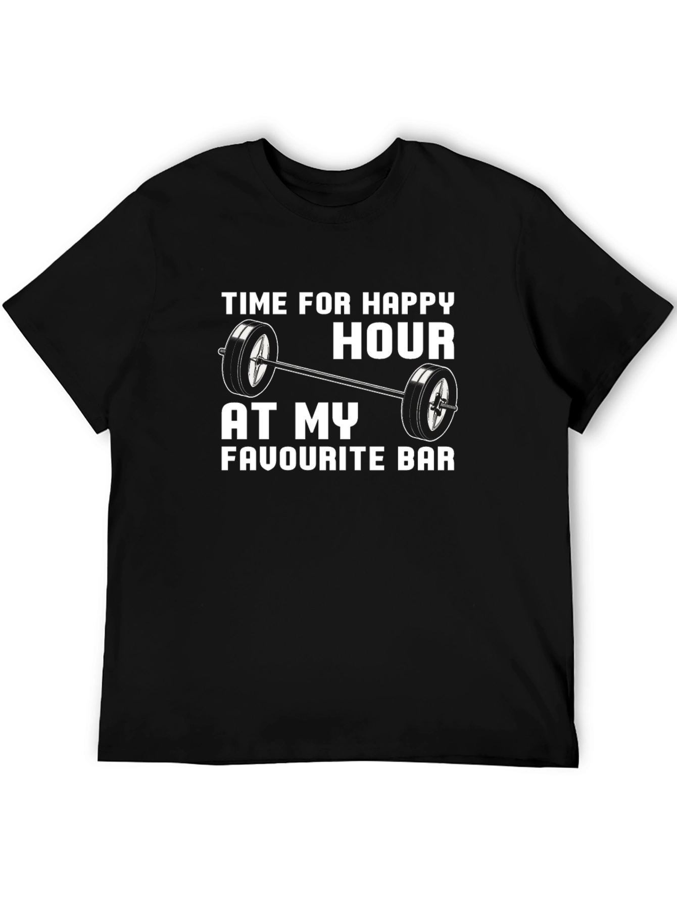 Happy Hour Barbell Mens Black T-Shirt