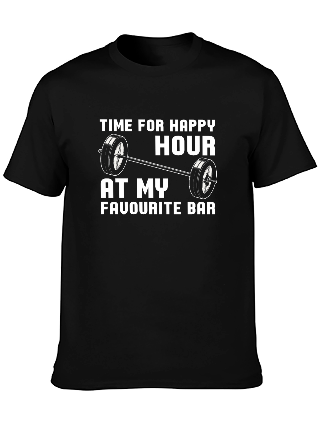 Happy Hour Barbell Mens Black T-Shirt