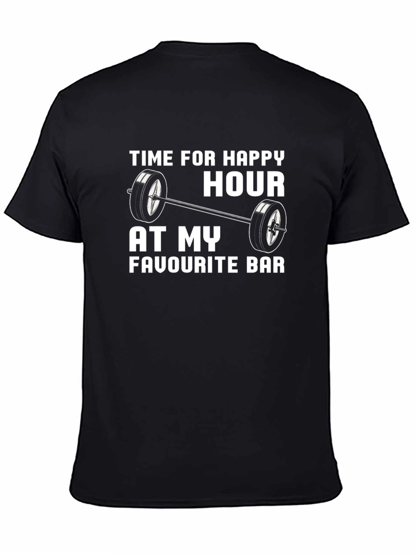 Happy Hour Barbell Mens Black T-Shirt