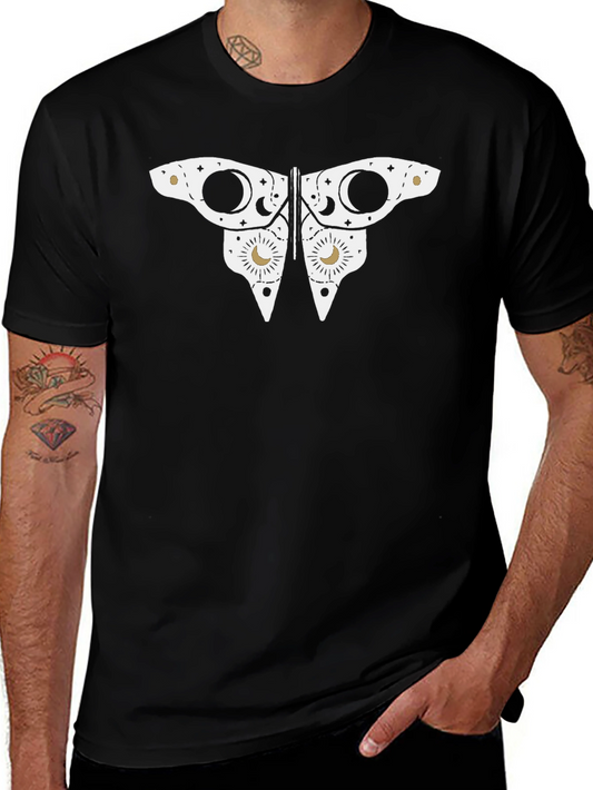 Celestial Butterfly Graphic Tee - Black Cotton