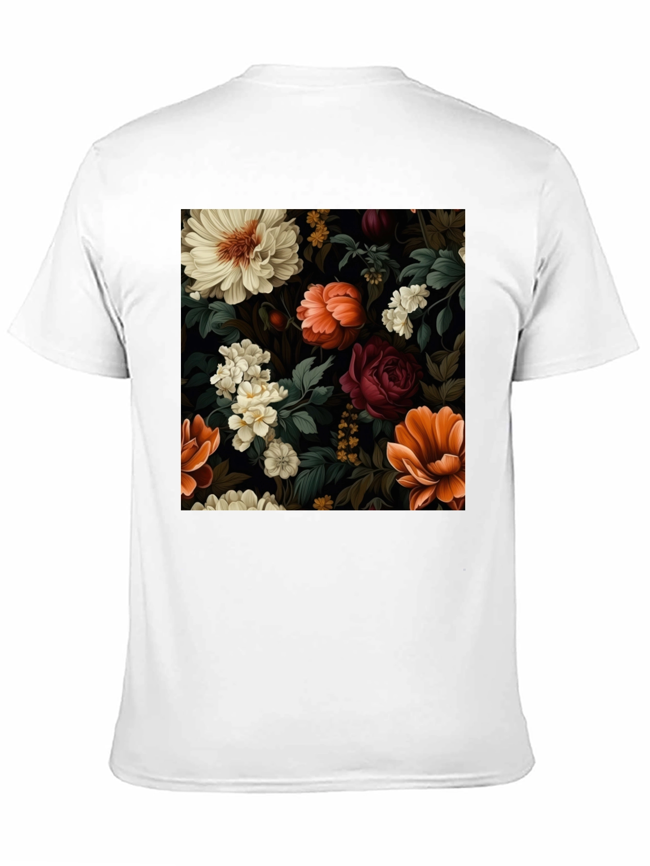 Floral Pattern Black T-Shirt for Men