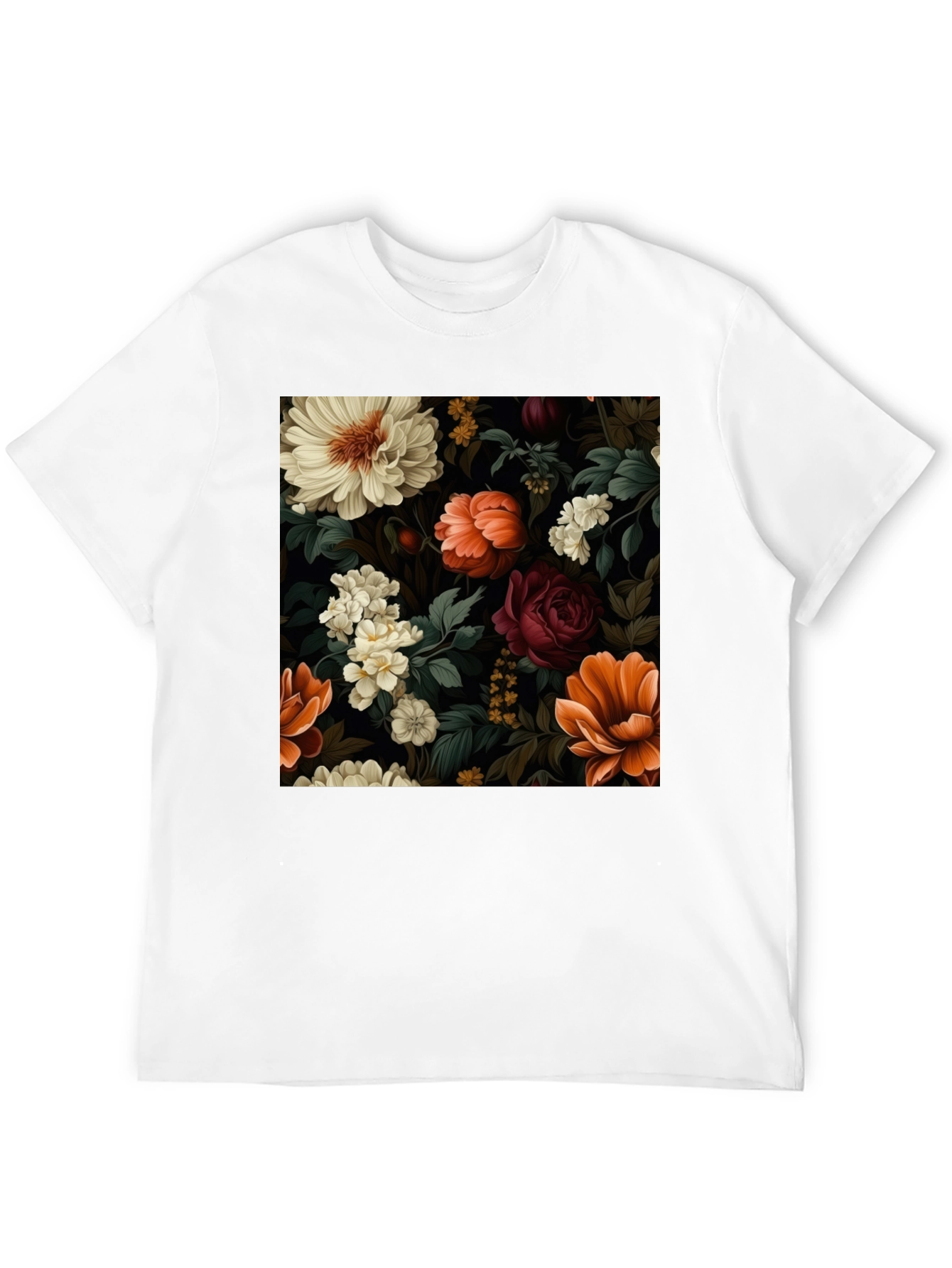 Floral Pattern Black T-Shirt for Men