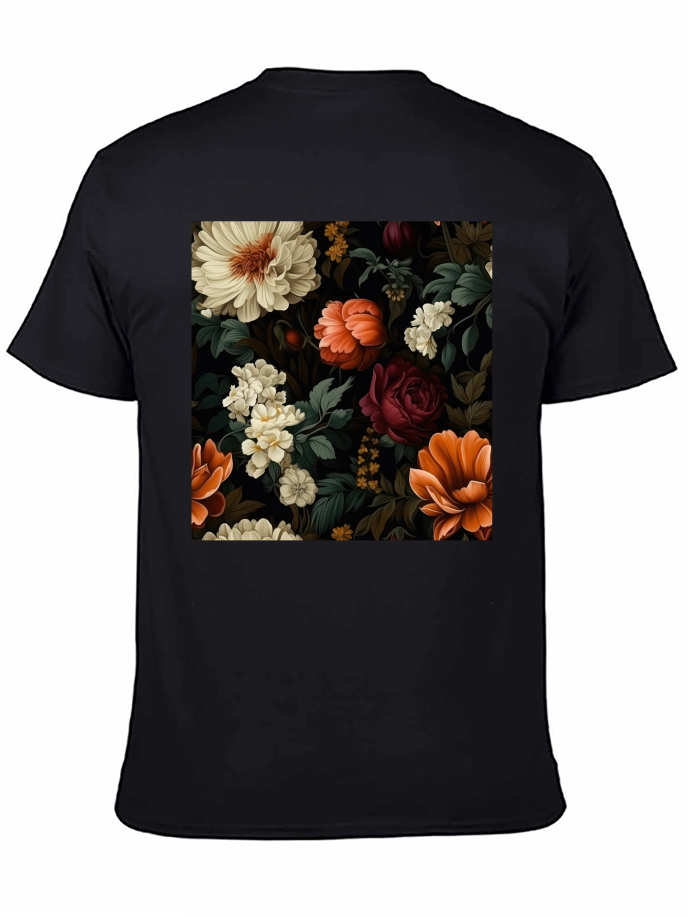 Floral Pattern Black T-Shirt for Men